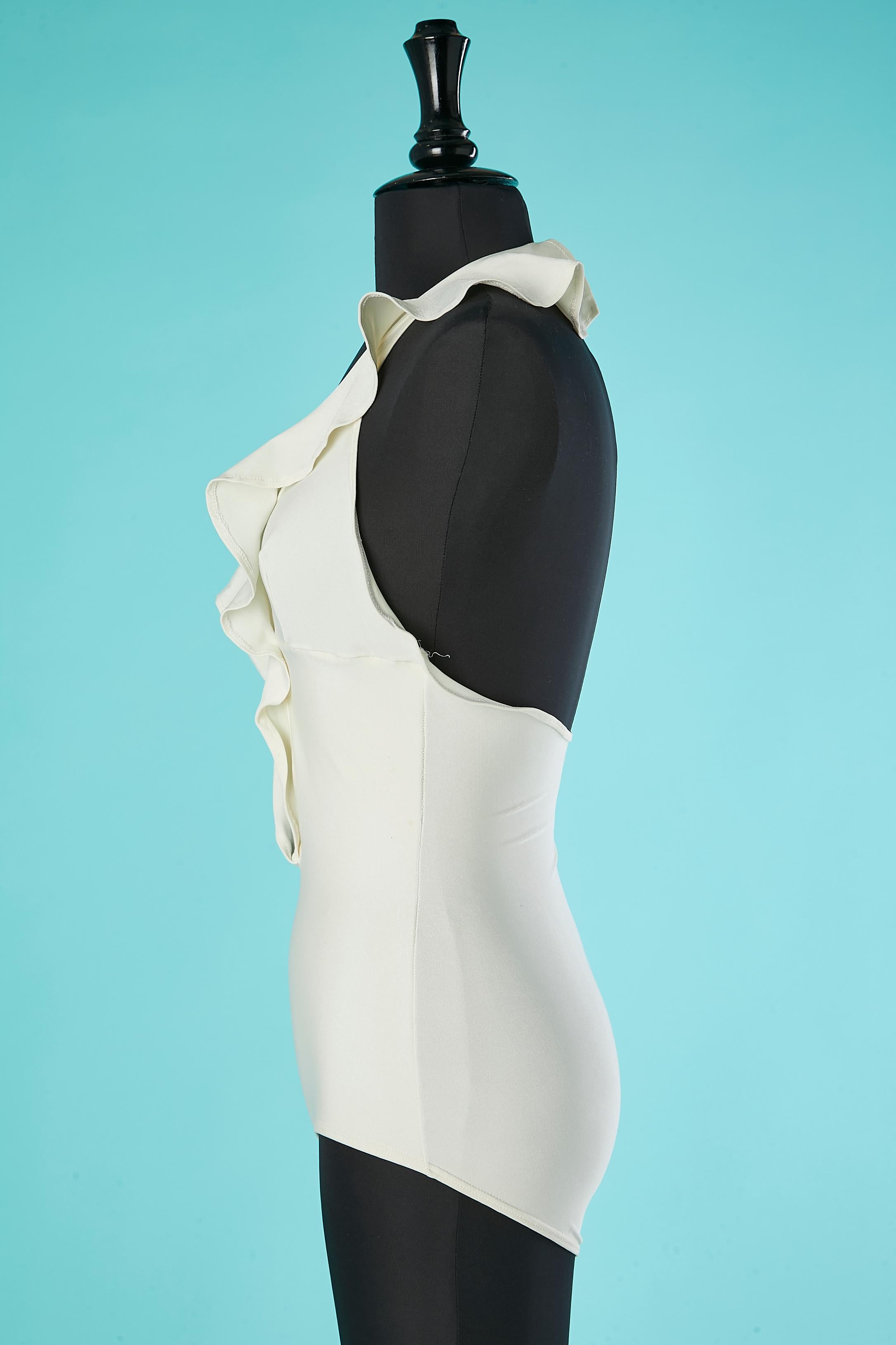Off-white Badeanzug mit Rüschenausschnitt TED LAPIDUS im Zustand „Hervorragend“ im Angebot in Saint-Ouen-Sur-Seine, FR