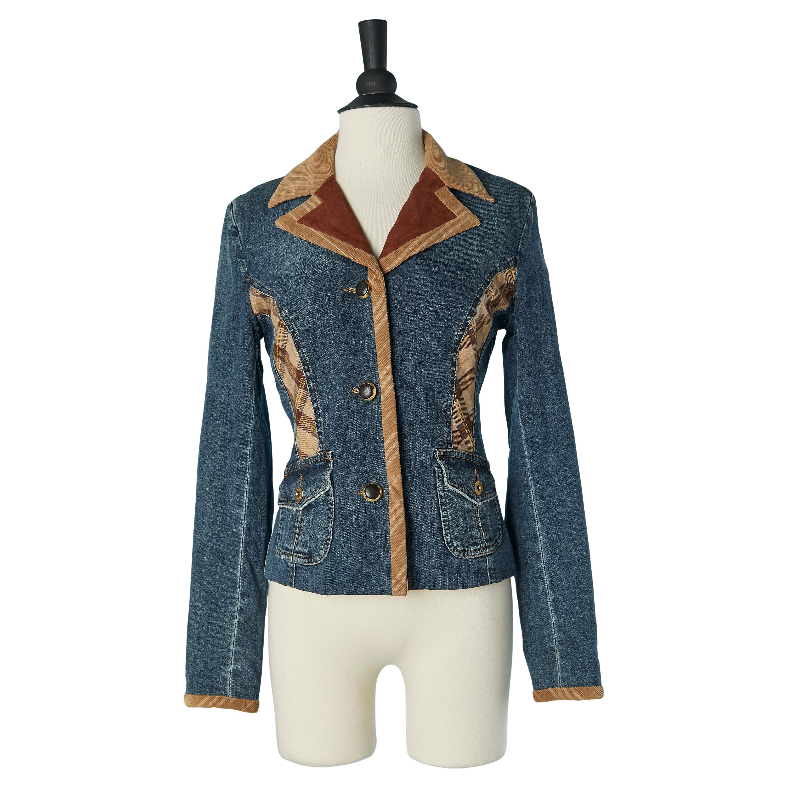 Giacca monopetto in denim, lana e camoscio D&G by Dolce & Gabbana