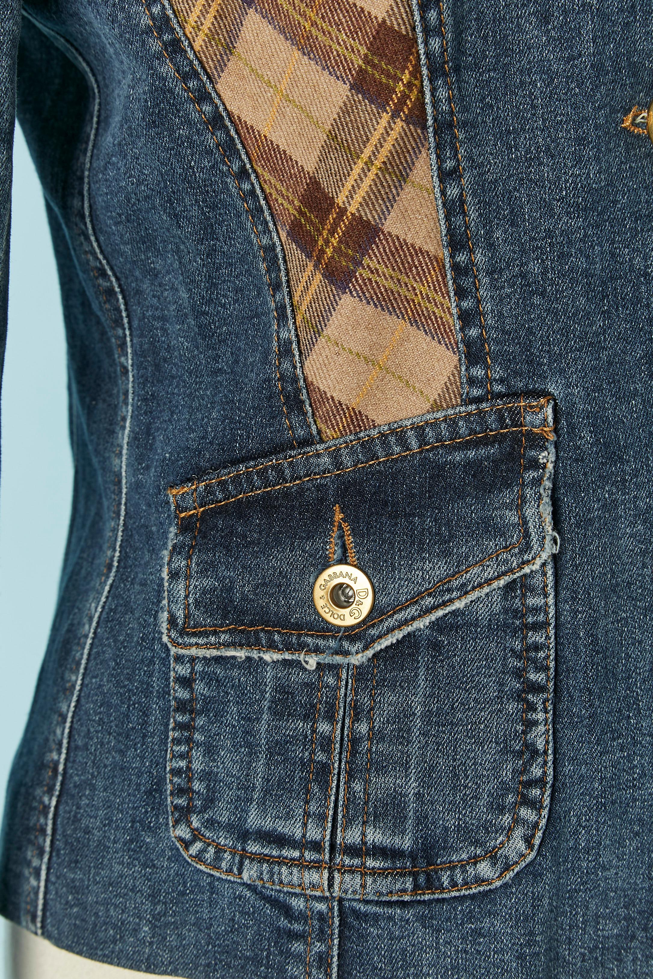 Giacca monopetto in denim, lana e camoscio D&G by Dolce & Gabbana In condizioni ottime in vendita a Saint-Ouen-Sur-Seine, FR