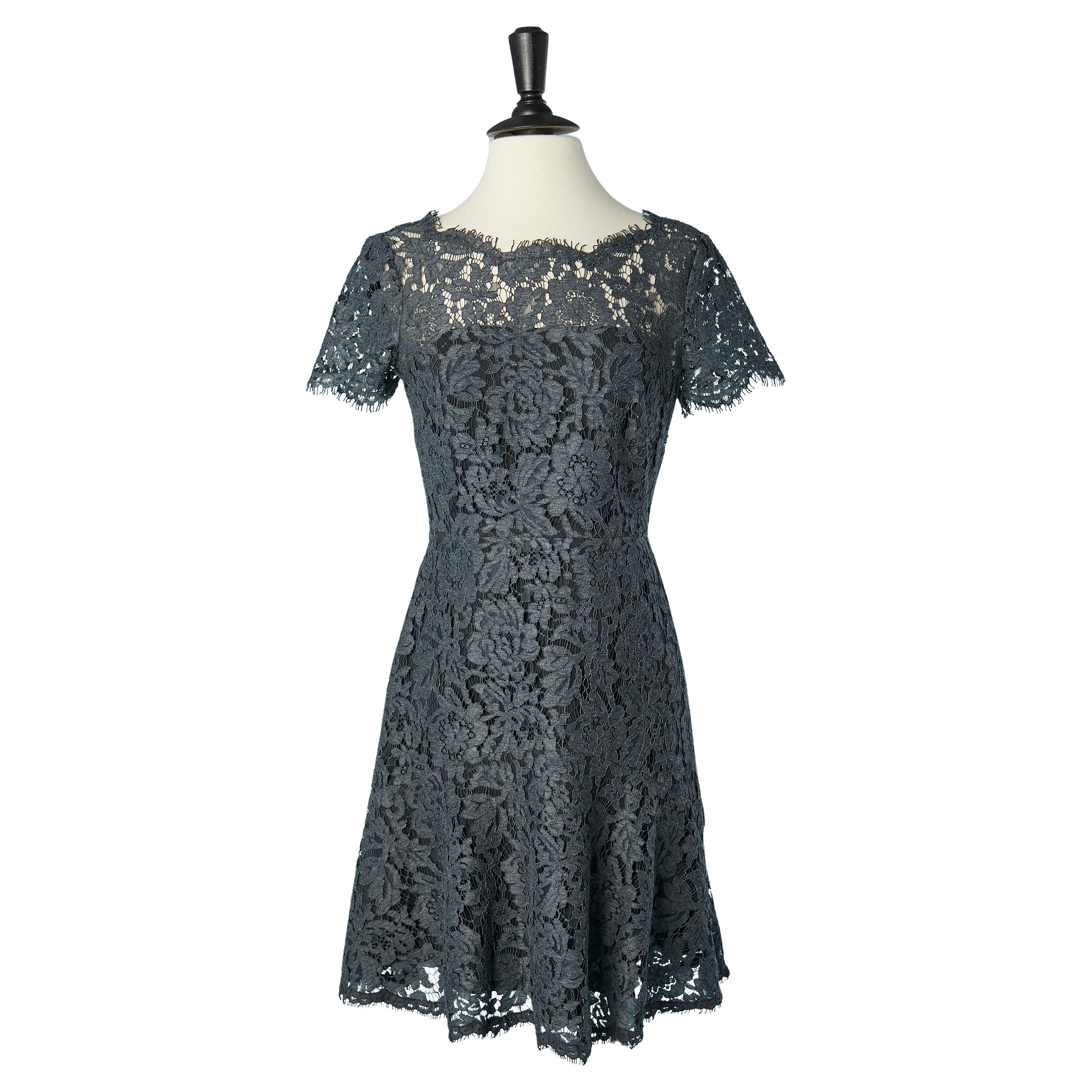 Robe de cocktail en dentelle grise DIANE VON FURSTENBERG