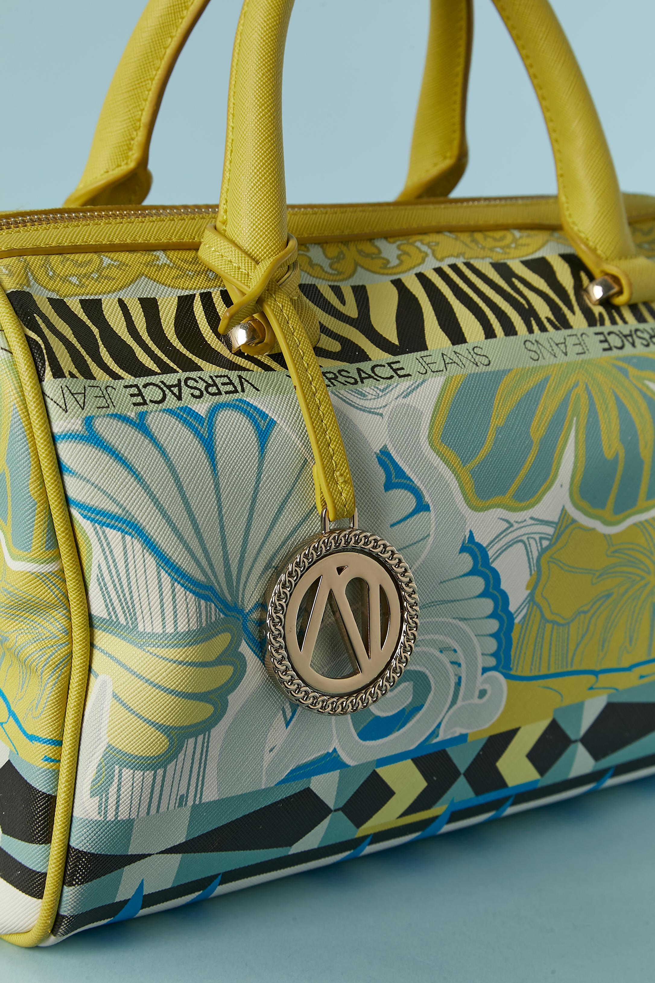Beige Borsa stampata con manico superiore VERSACE JEANS in vendita