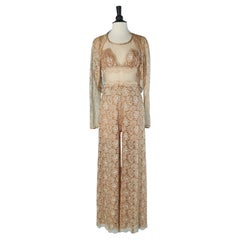 Pale gold lace boléro and jumpsuit ensemble JIKY Monte-Carlo