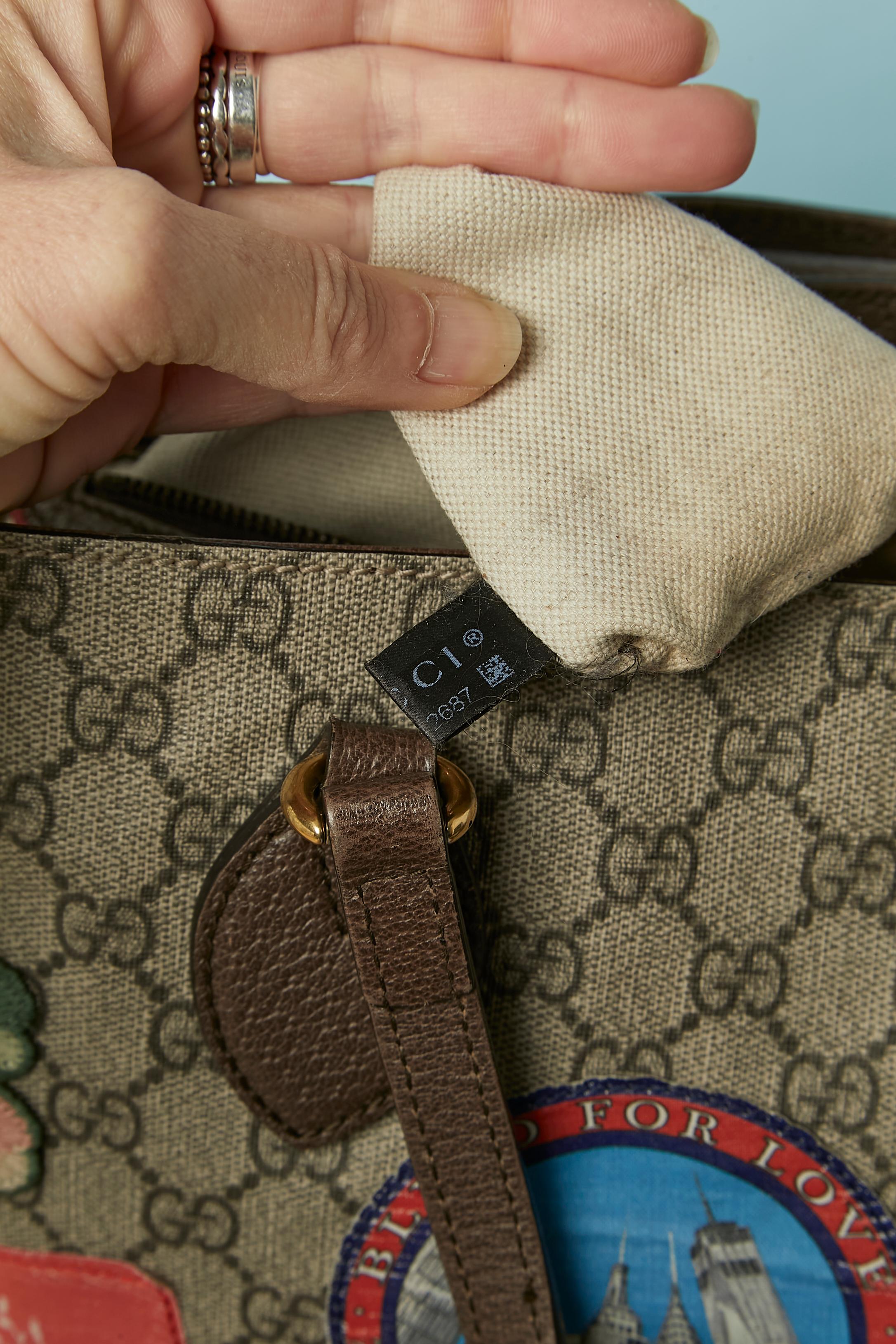 Supreme GG beschichtete Canevas Henkeltasche mit Aufnähern GUCCI im Angebot 5