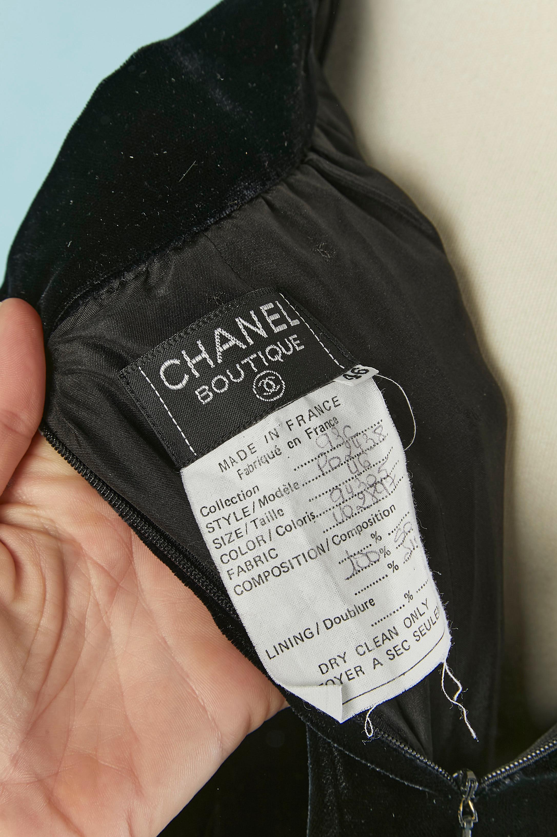 Gonna in velluto di seta nero con strascico CHANEL BOUTIQUE in vendita 1