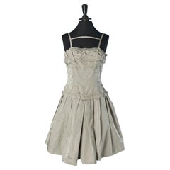 Grey silk draped slip-dress cocktail dress LOUIS VUITTON
