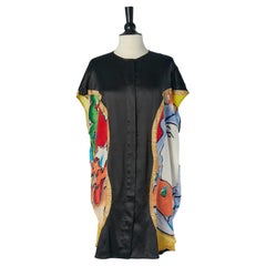 Silk shirt dress with hand pain ting print TSUMORI CHISATO
