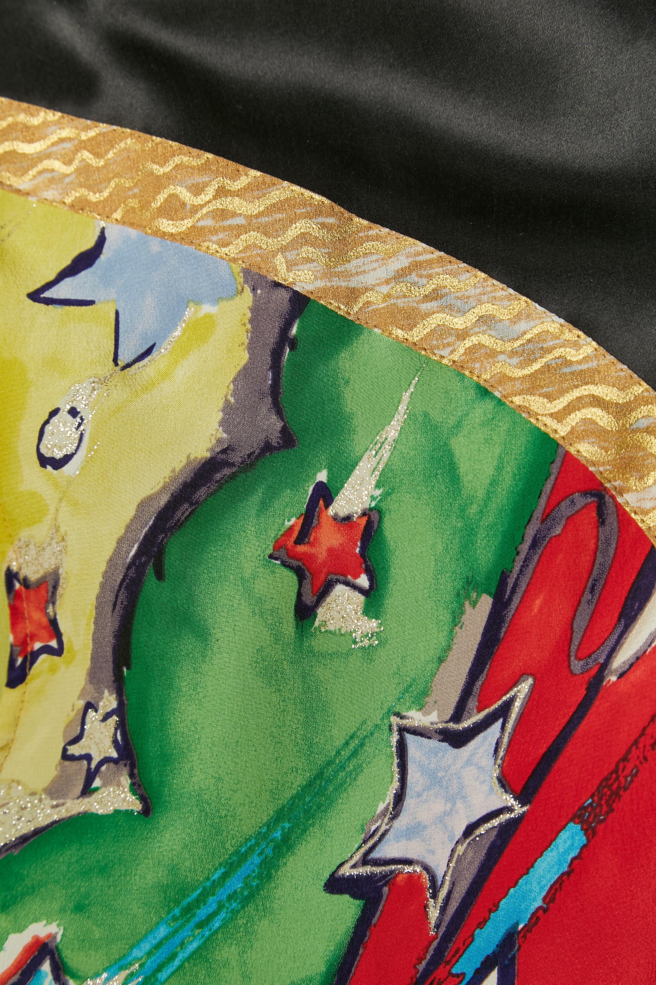 Nero Abito camicia in seta con stampa a mano di dolore Tsumori Chisato in vendita