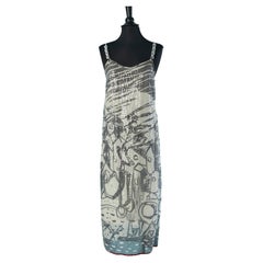 Slip evening dress in printed silk and transparent sequin TSUMORI CHISATO