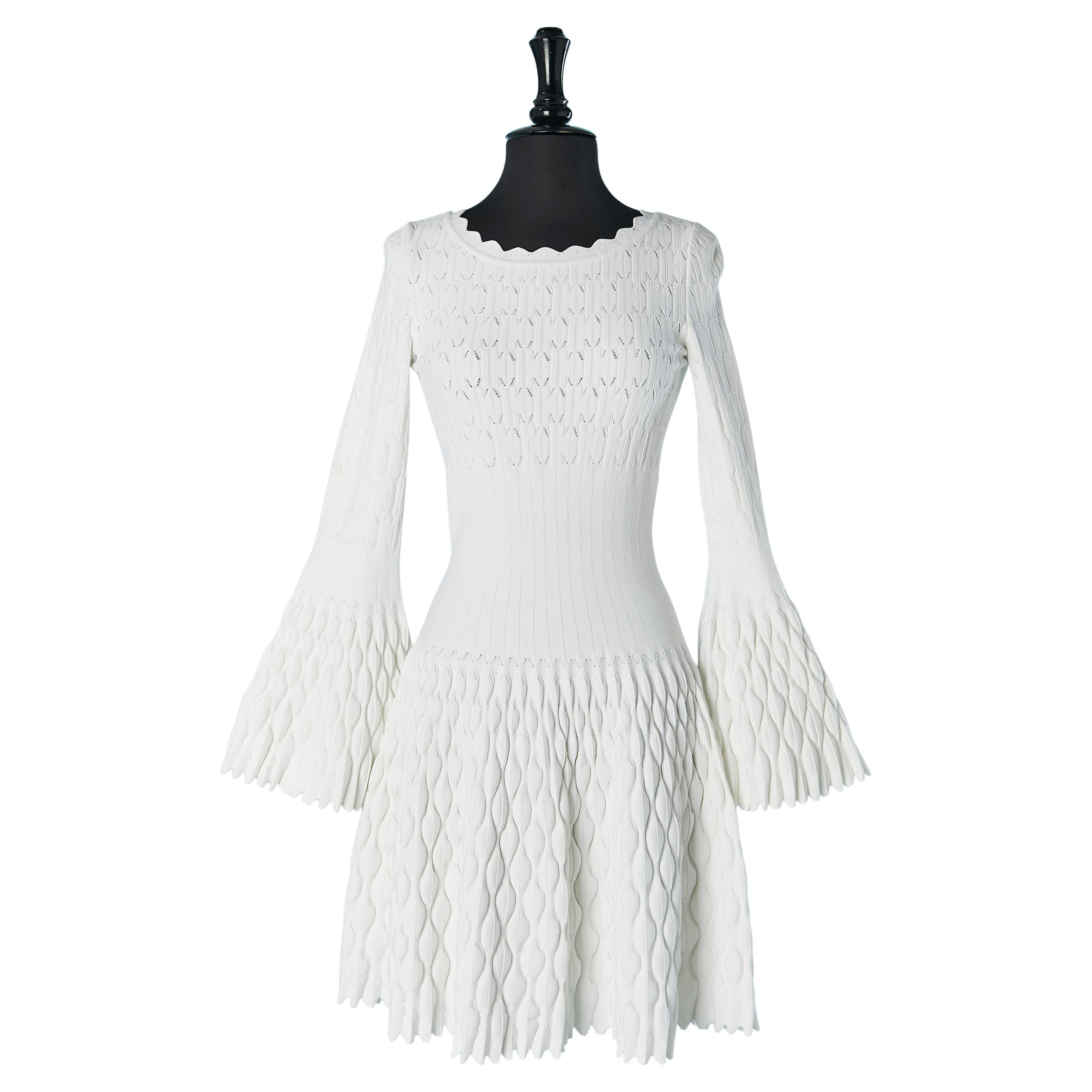 Vestido blanco de jacquard ALAIA