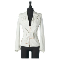 White cotton jacket with zip FENDI