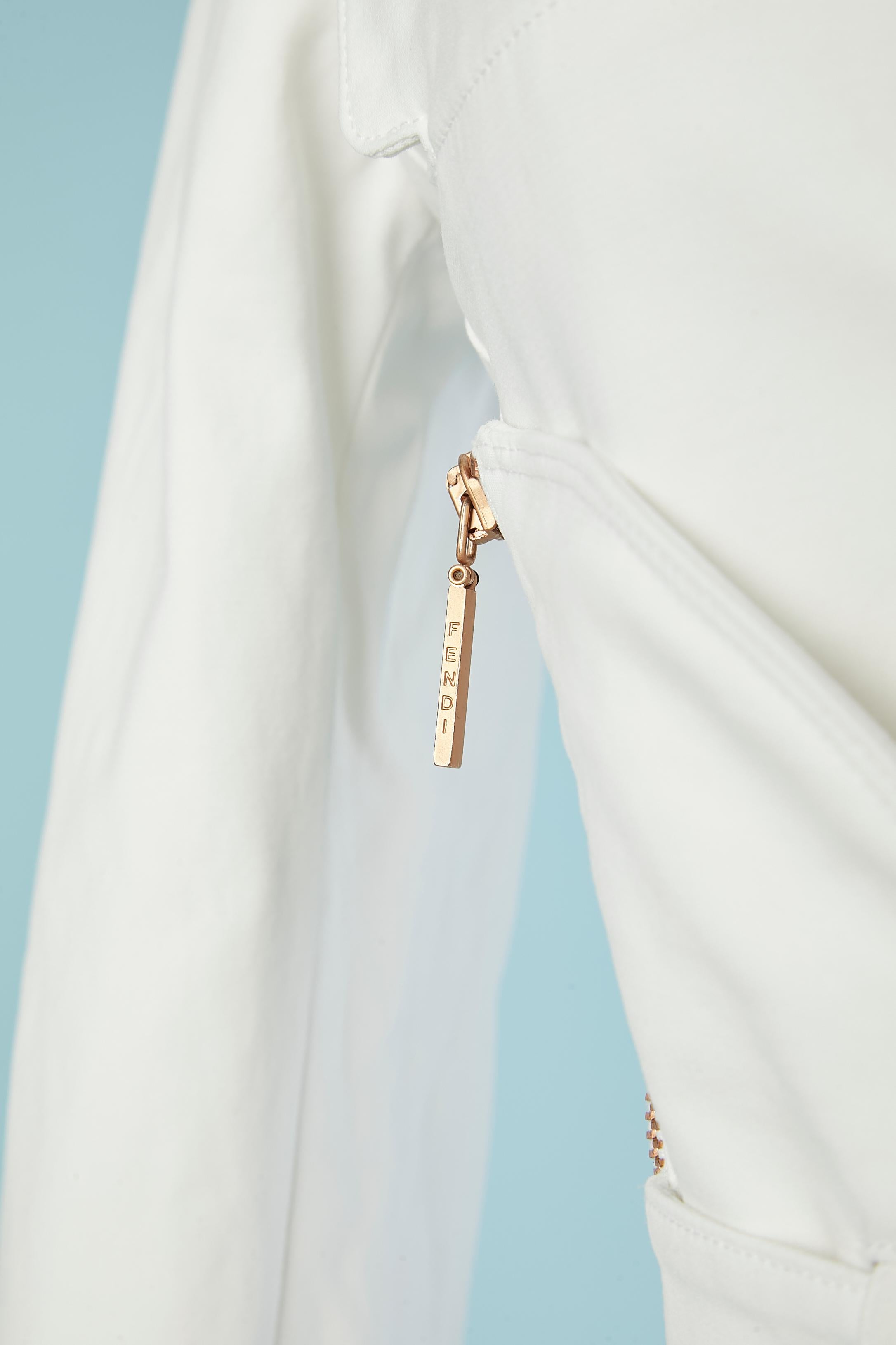 Donna Giacca in cotone bianco con zip Fendi in vendita