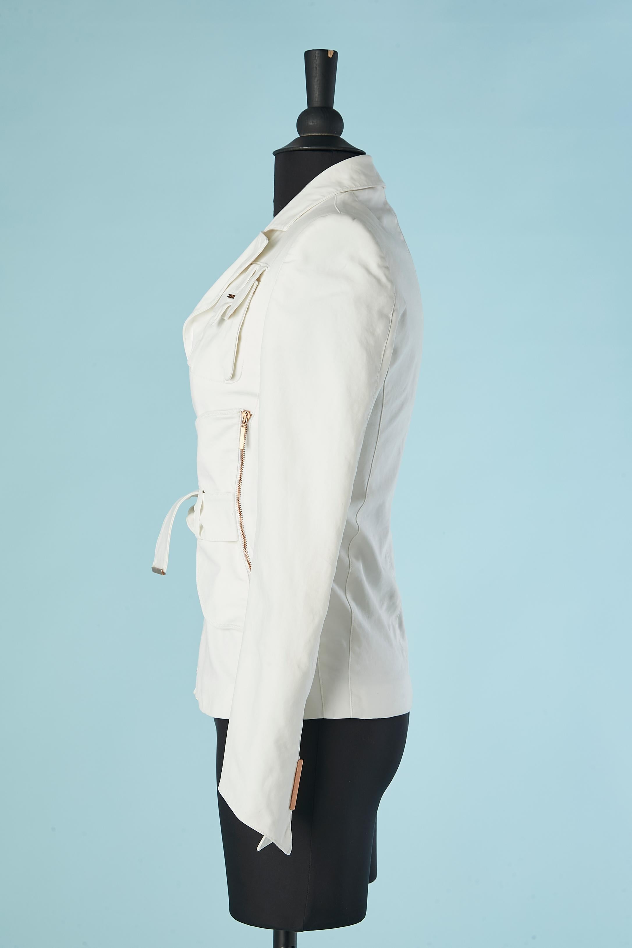 Giacca in cotone bianco con zip Fendi in vendita 1