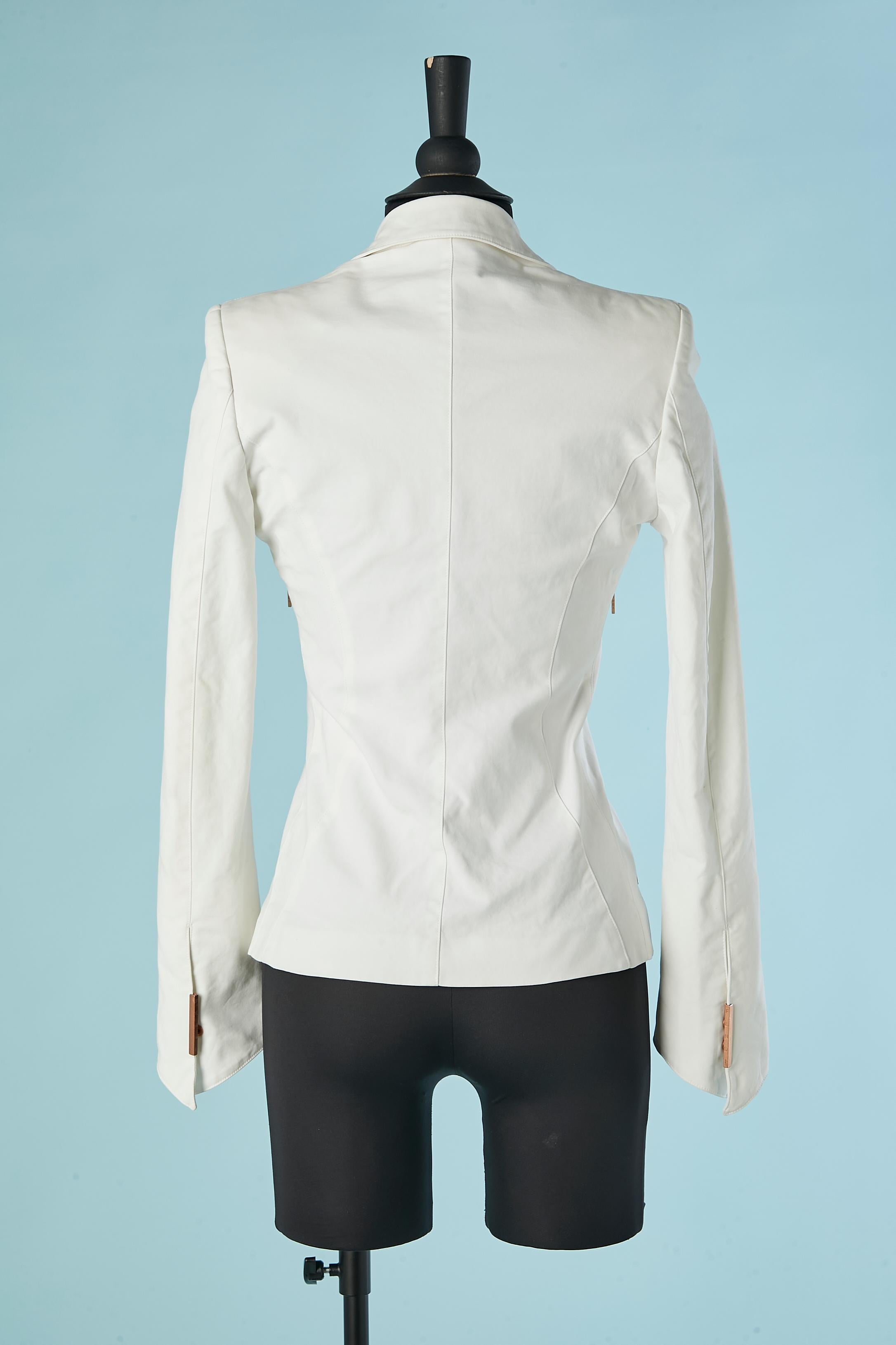 Giacca in cotone bianco con zip Fendi in vendita 2