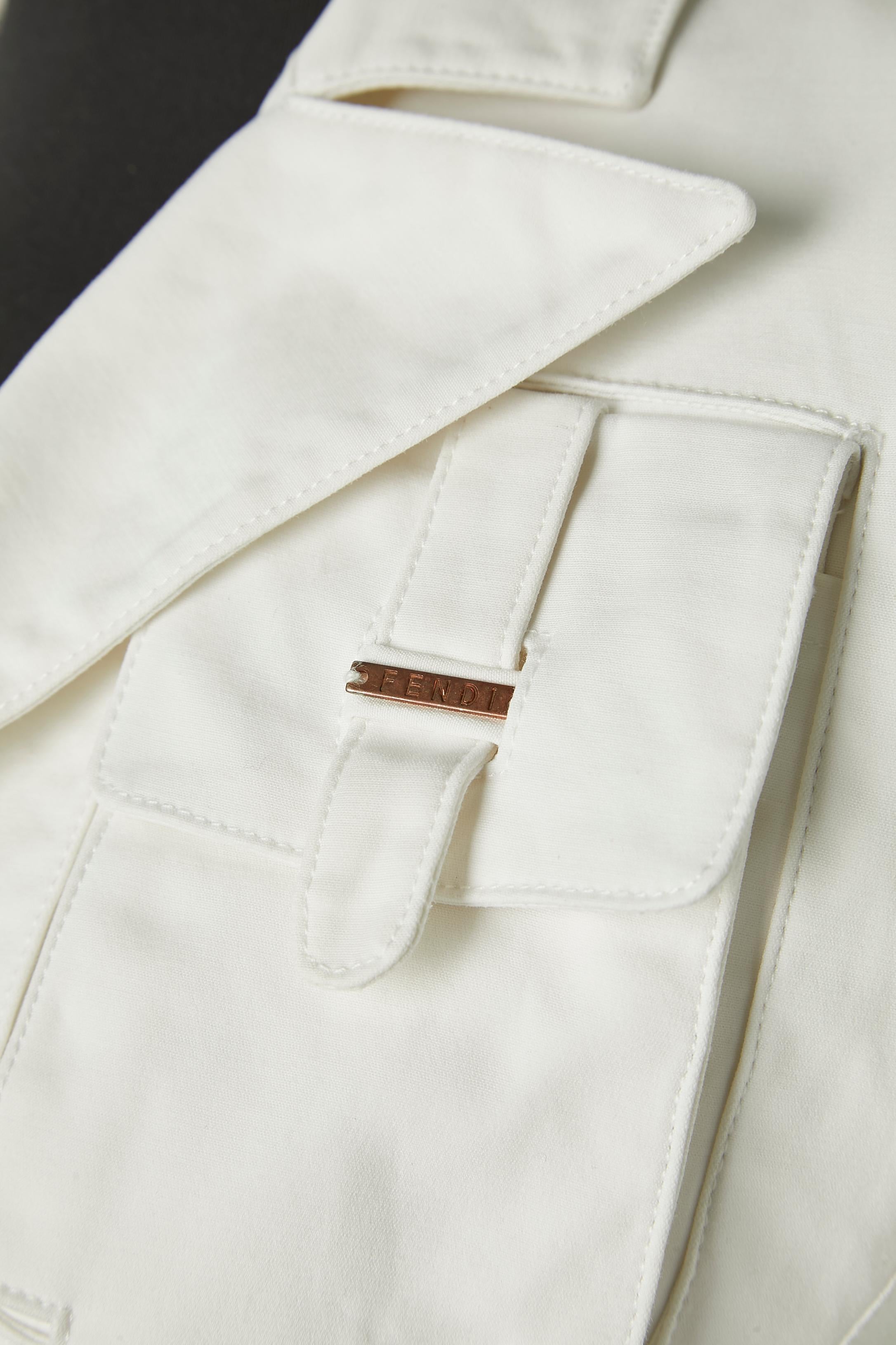 Giacca in cotone bianco con zip Fendi In condizioni ottime in vendita a Saint-Ouen-Sur-Seine, FR