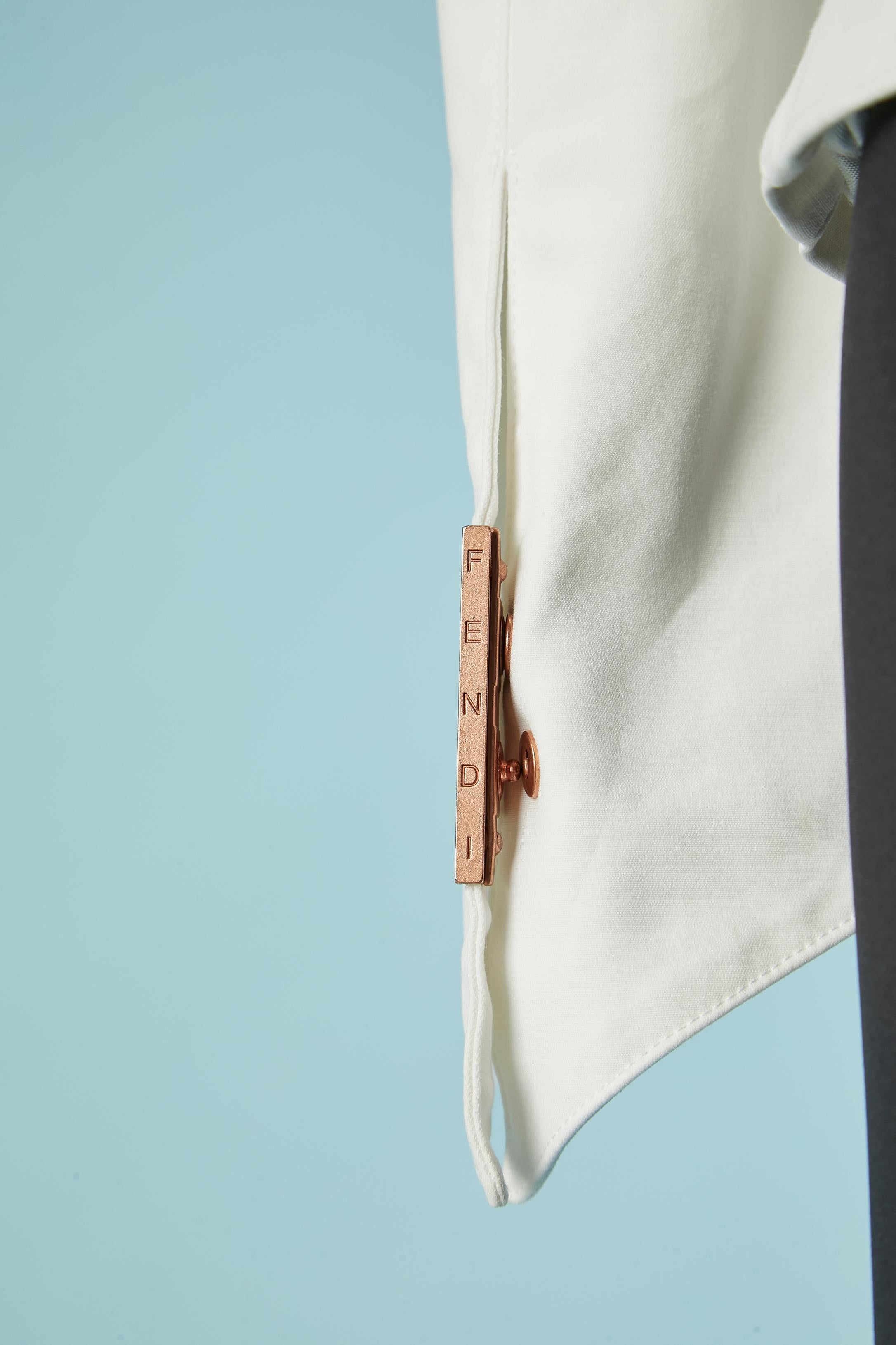 Giacca in cotone bianco con zip Fendi in vendita 3