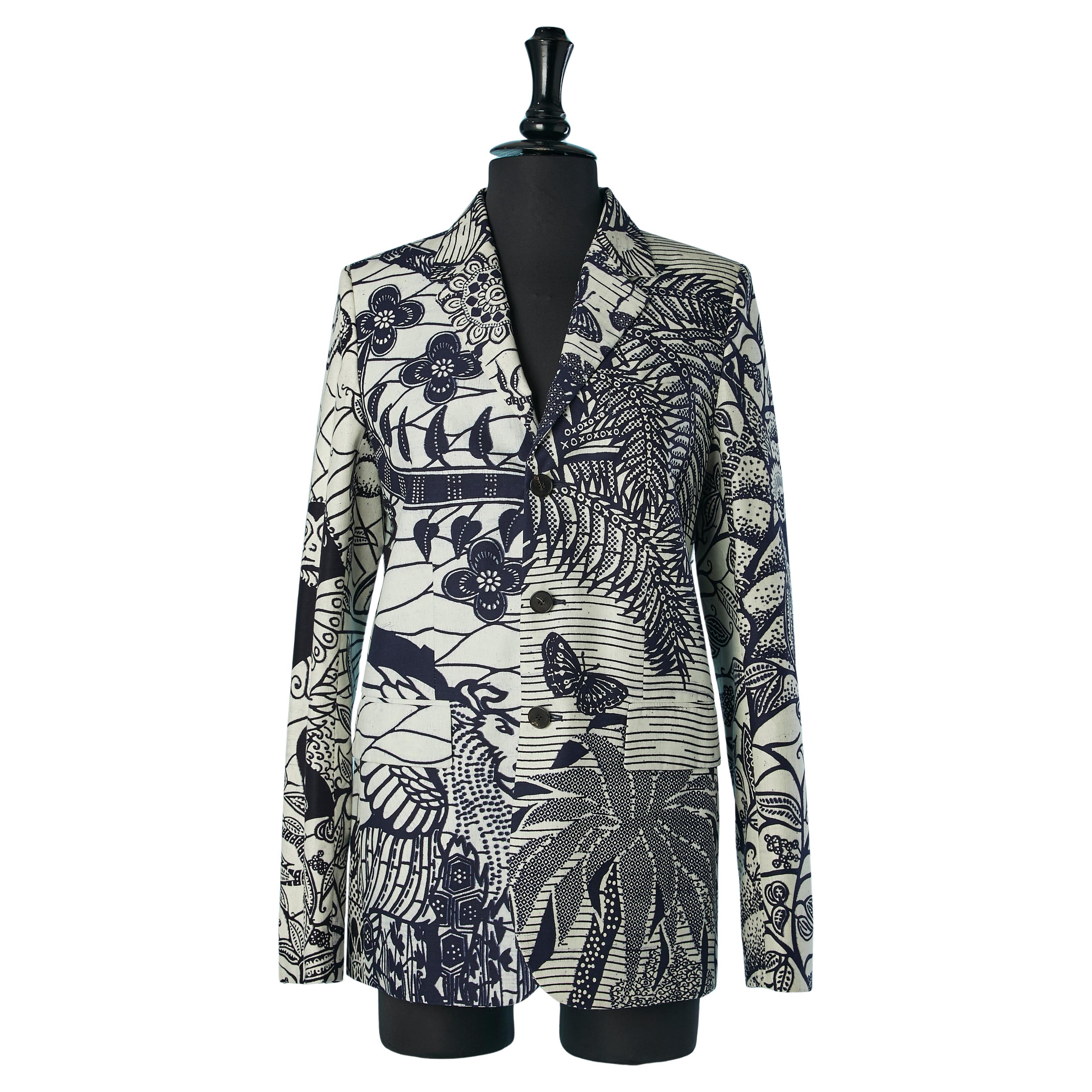 Veste en coton écru à imprimé indigo CHRISTIAN DIOR