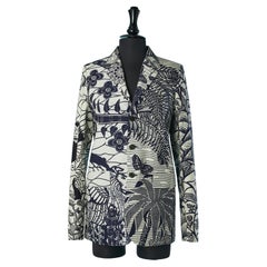 Off-white single breasted cotton jacket with Indigo print CHRISTIAN DIOR