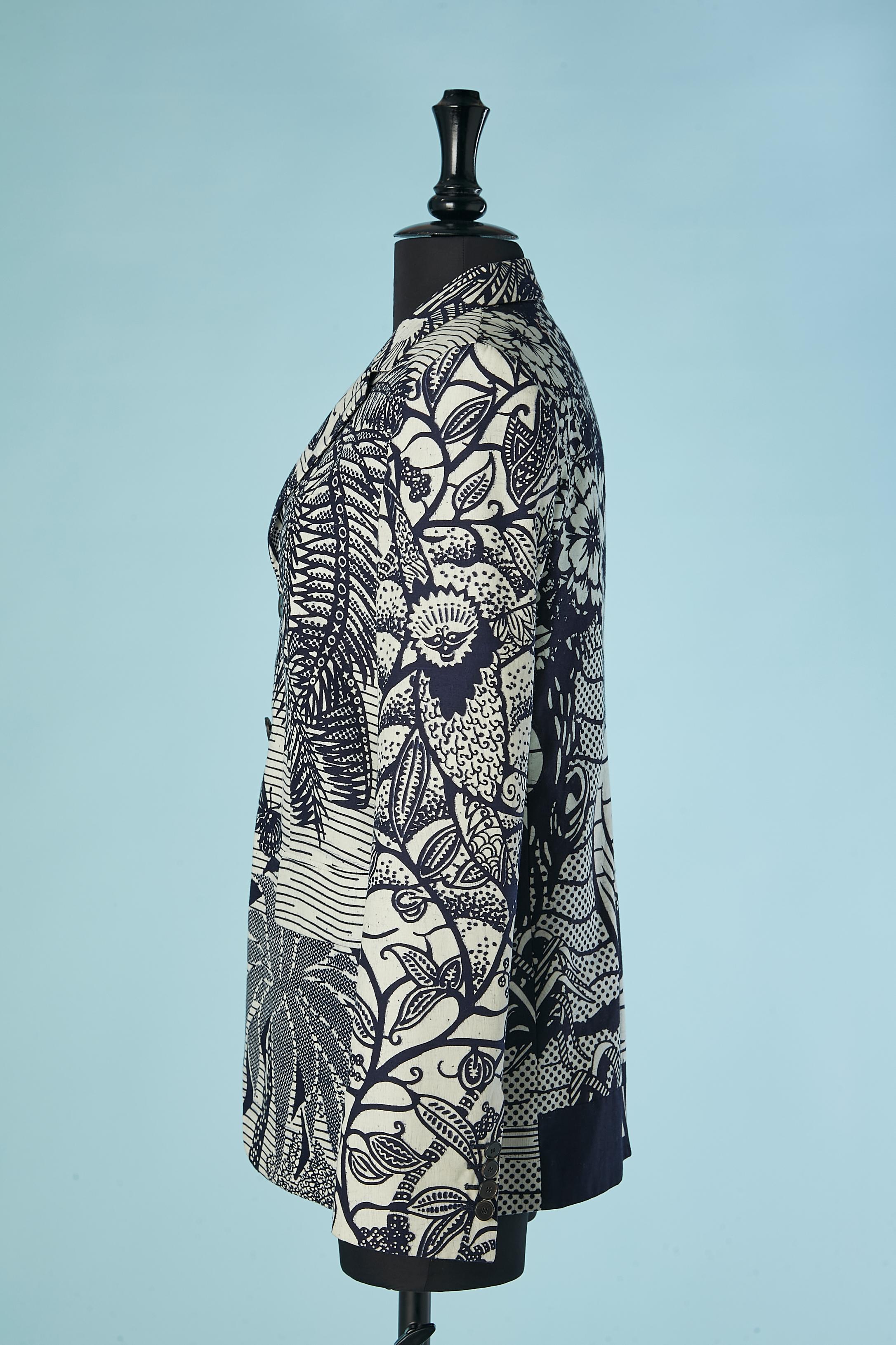 Veste en coton écru à imprimé indigo CHRISTIAN DIOR Pour femmes en vente