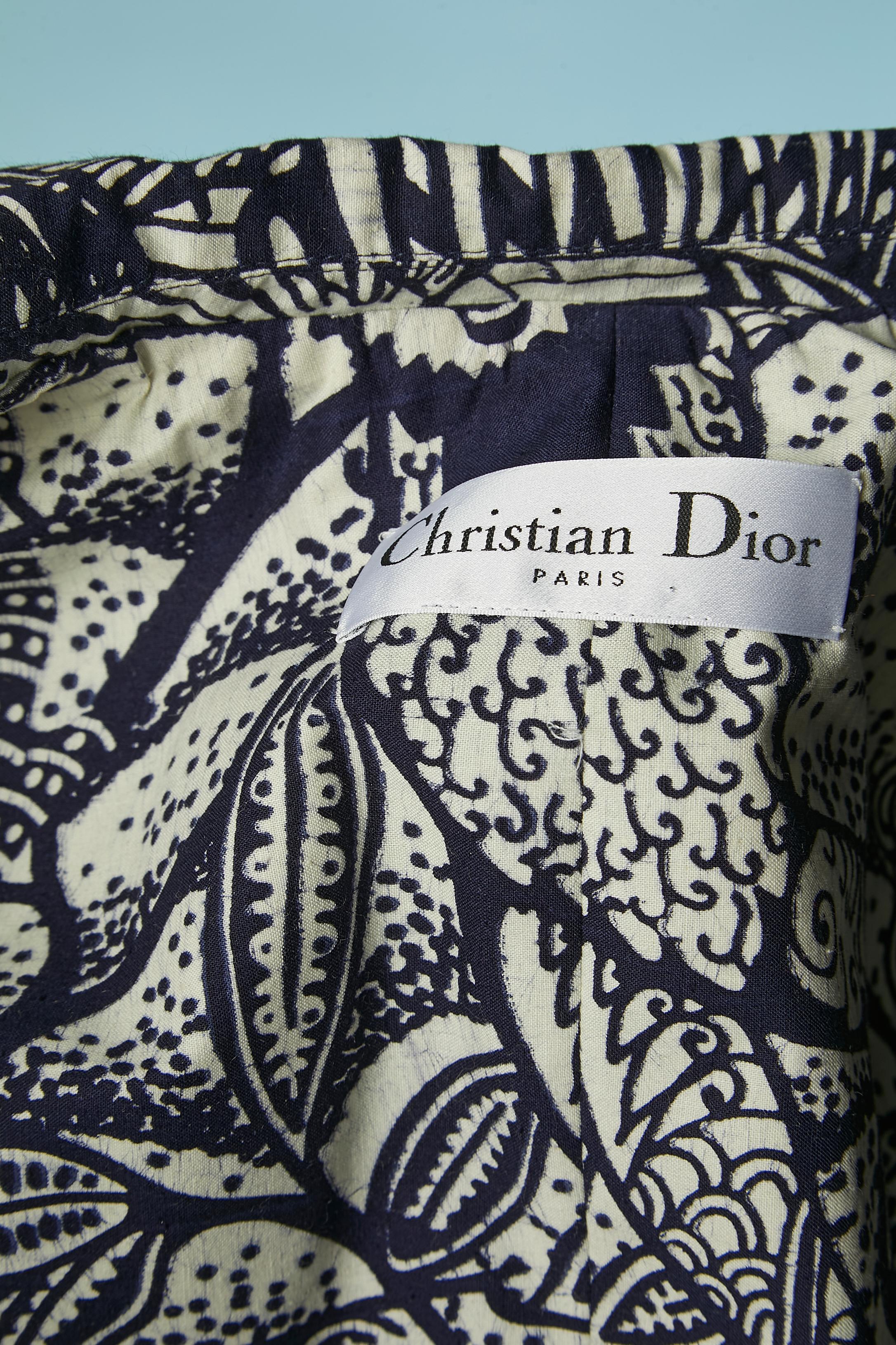 Veste en coton écru à imprimé indigo CHRISTIAN DIOR en vente 3