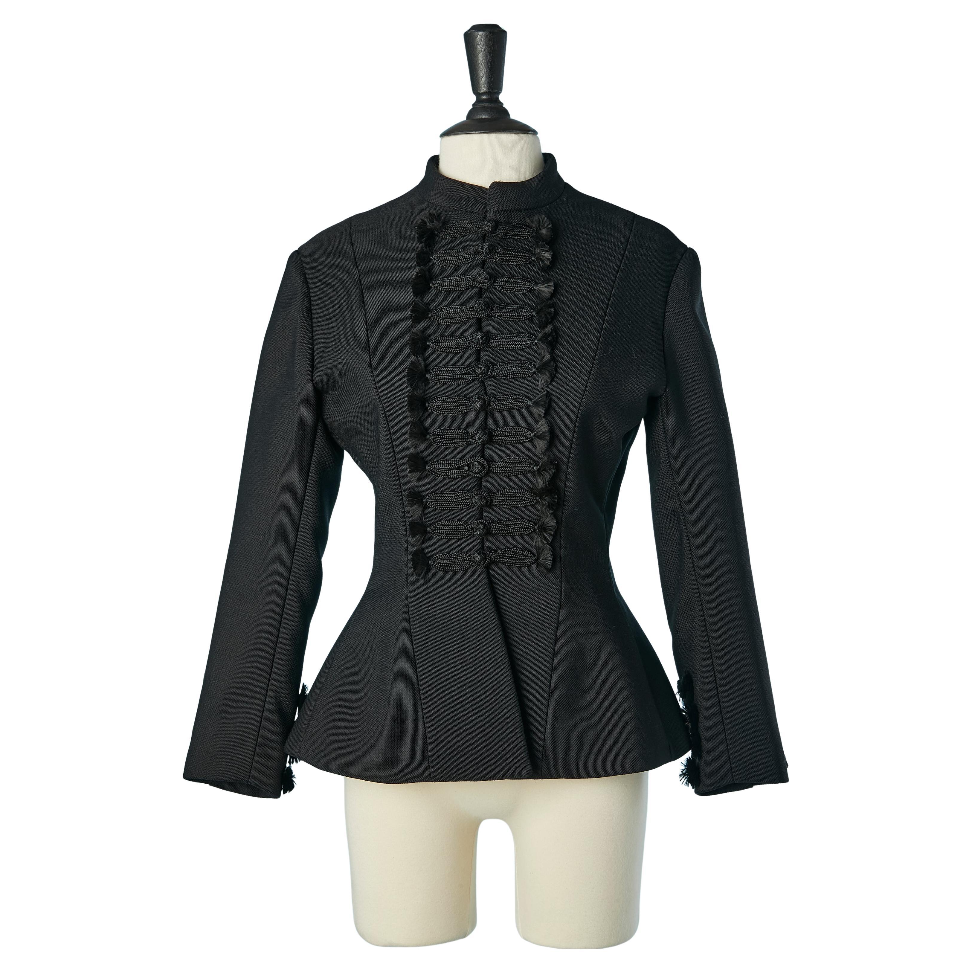 Giacca "Hussard" in lana e mohair nero con passamaneria CHRISTIAN DIOR in vendita