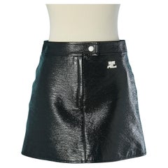 Black vinyl A-Line mini skirt COURREGES
