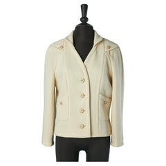 Ivory wool single-breasted jacket with camelia buttons CHANEL 2009