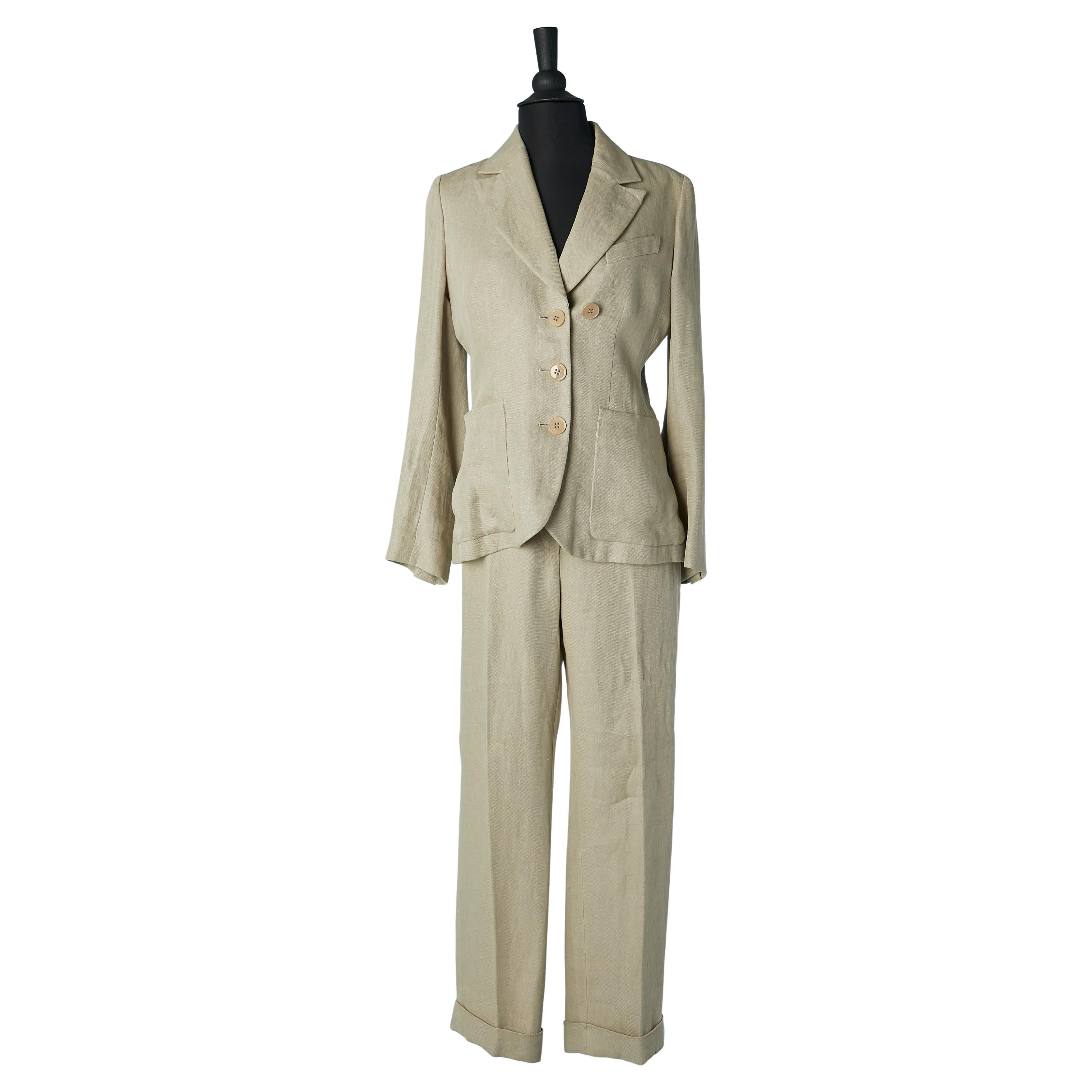 Traje pantalón de lino con chaqueta de un solo pecho SONIA RYKIEL en venta