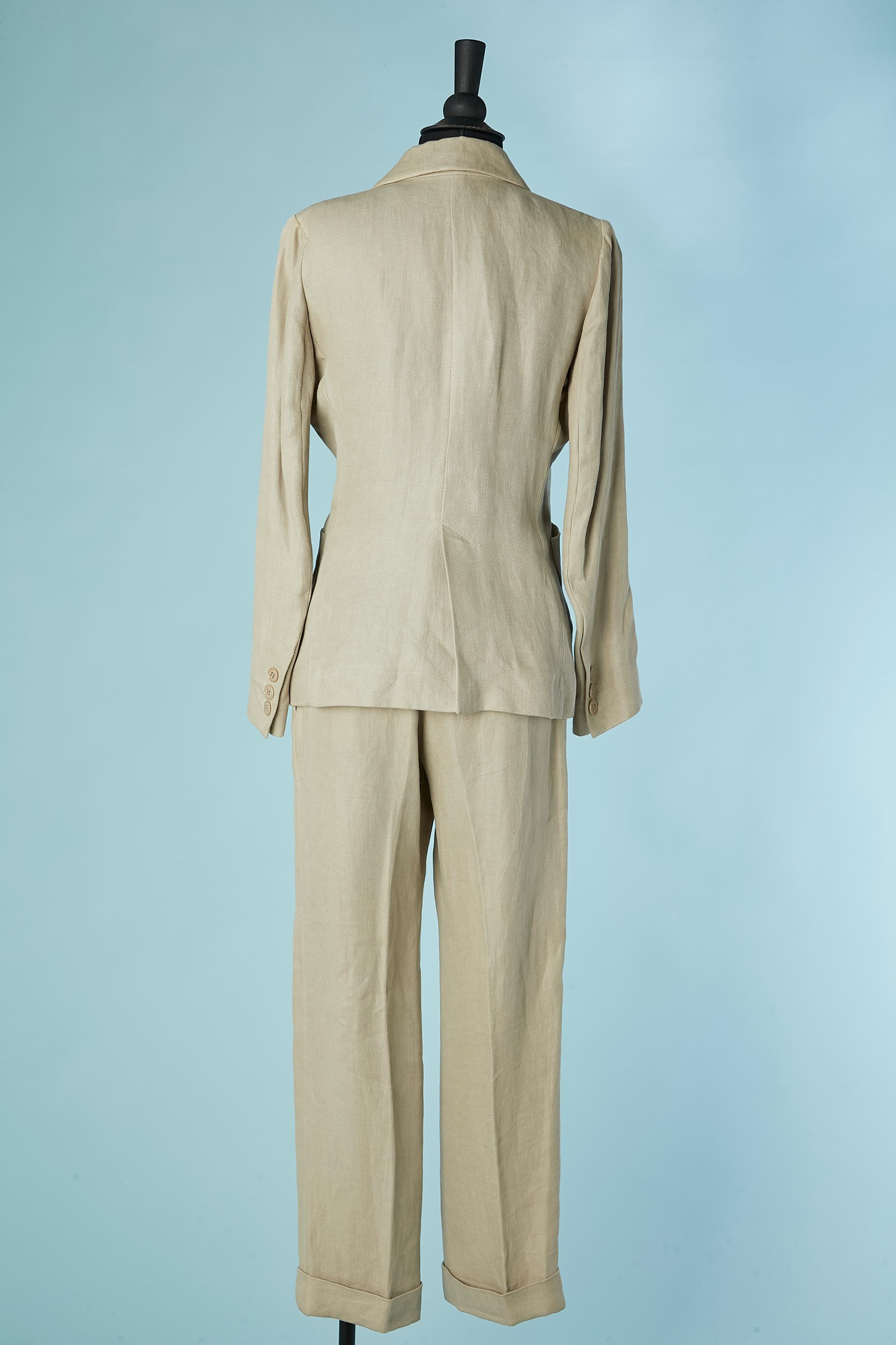 De las mujeres Traje pantalón de lino con chaqueta de un solo pecho SONIA RYKIEL en venta