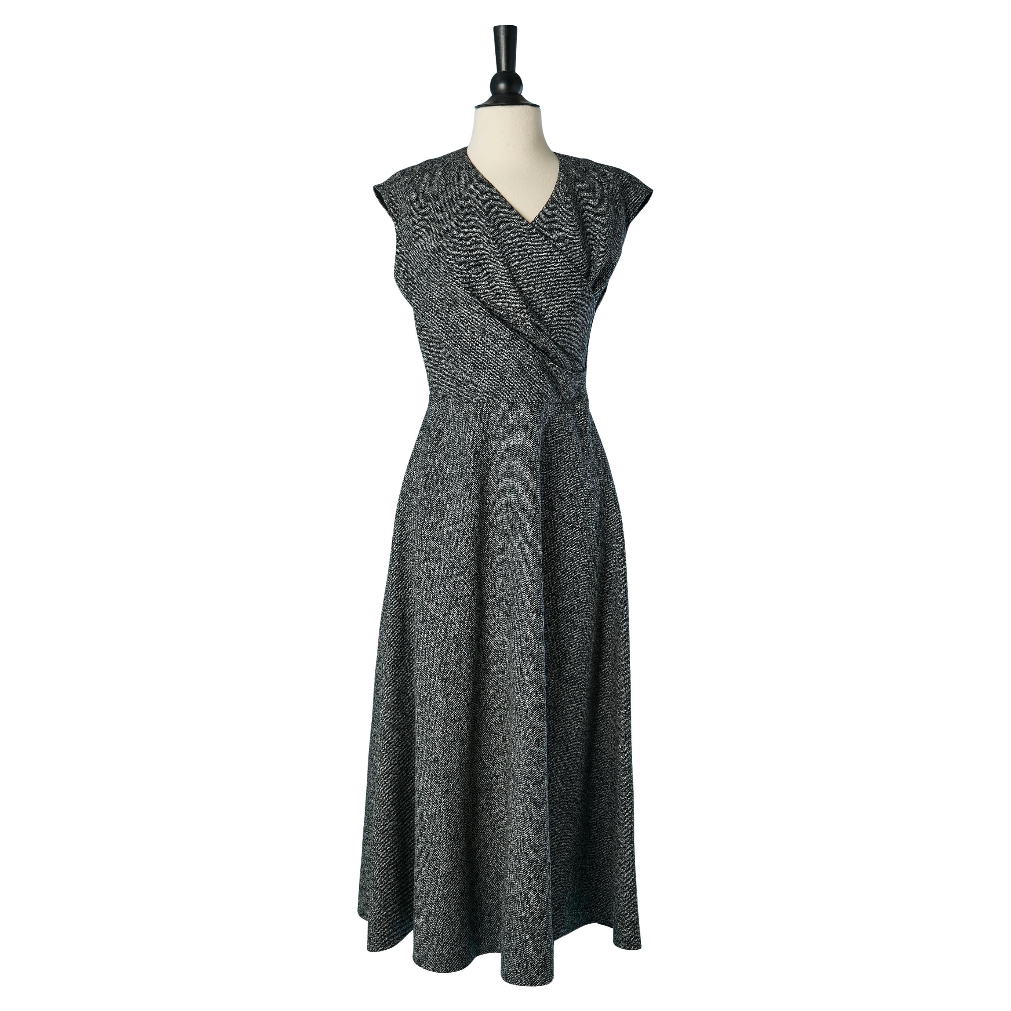 Ärmelloses Kleid aus Wollchiné, im Brustbereich gewickelt CHRISTIAN DIOR