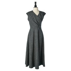 Robe sans manches en laine chinée enveloppée sur le buste CHRISTIAN DIOR
