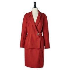 Red wool skirt suit with double-breasted jacket THIERRY MUGLER