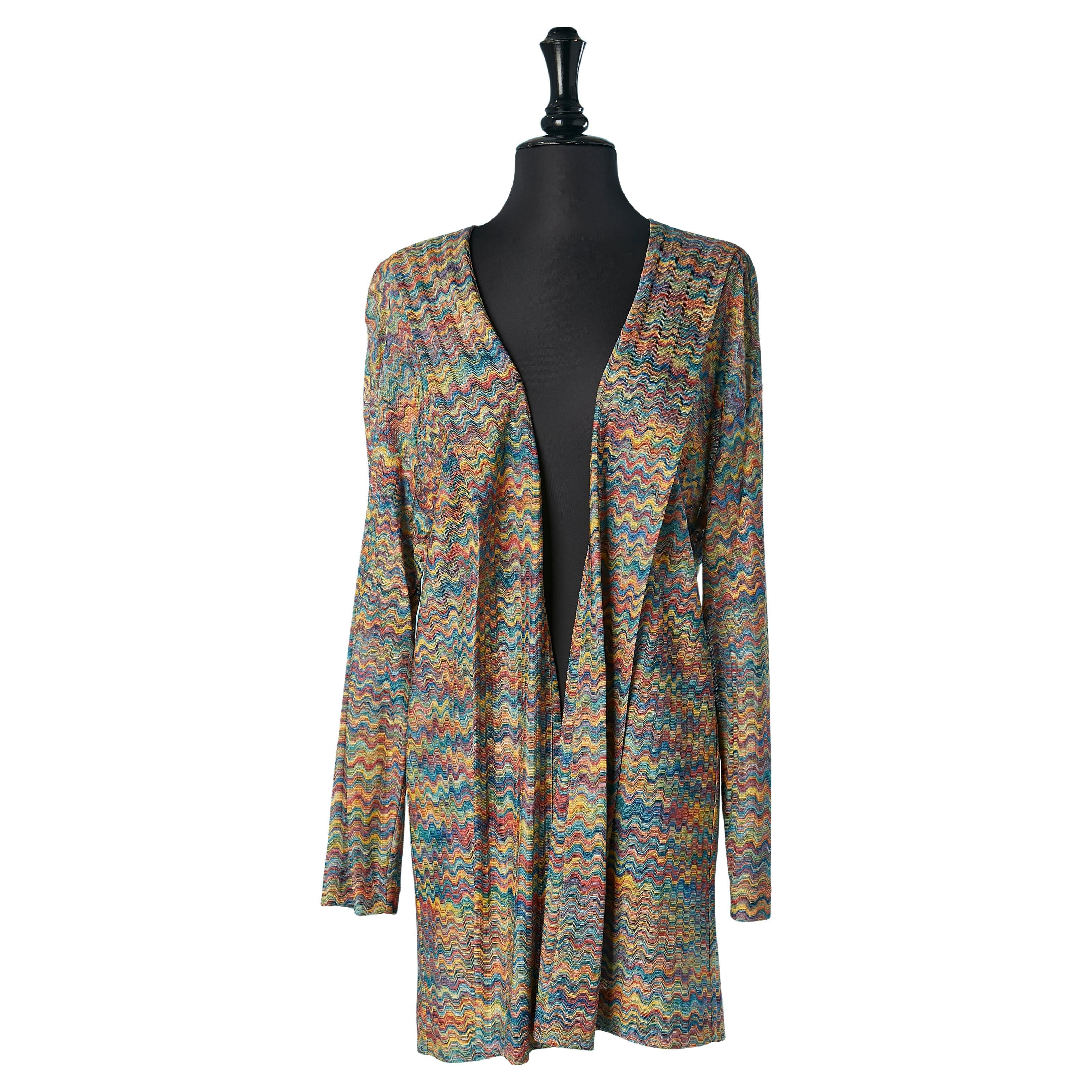 Cardigan lungo in rayon multicolore Missoni in vendita
