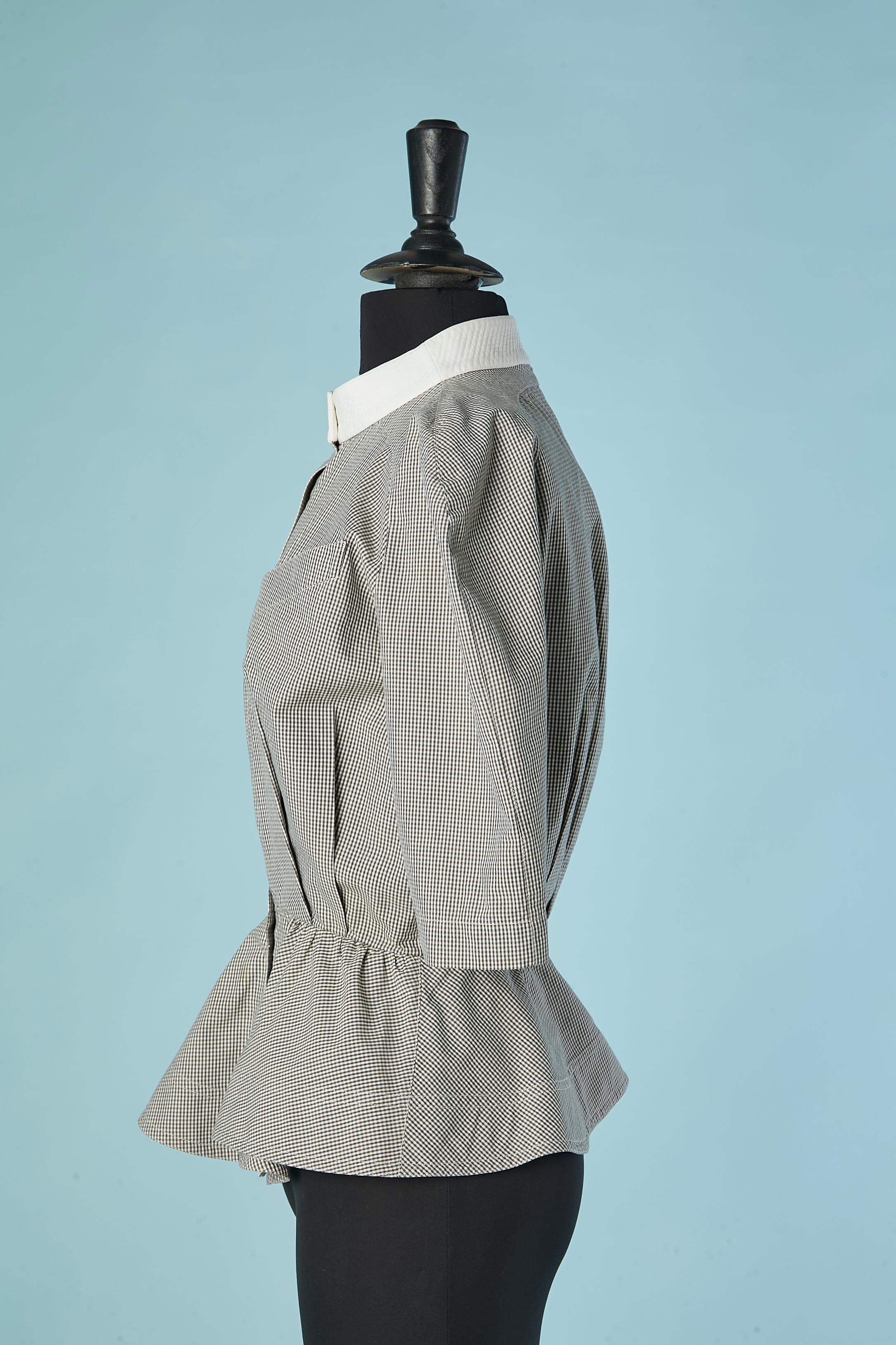 Donna Camicia Vichy bianca e grigia con collo bianco Thierry Mugler in vendita