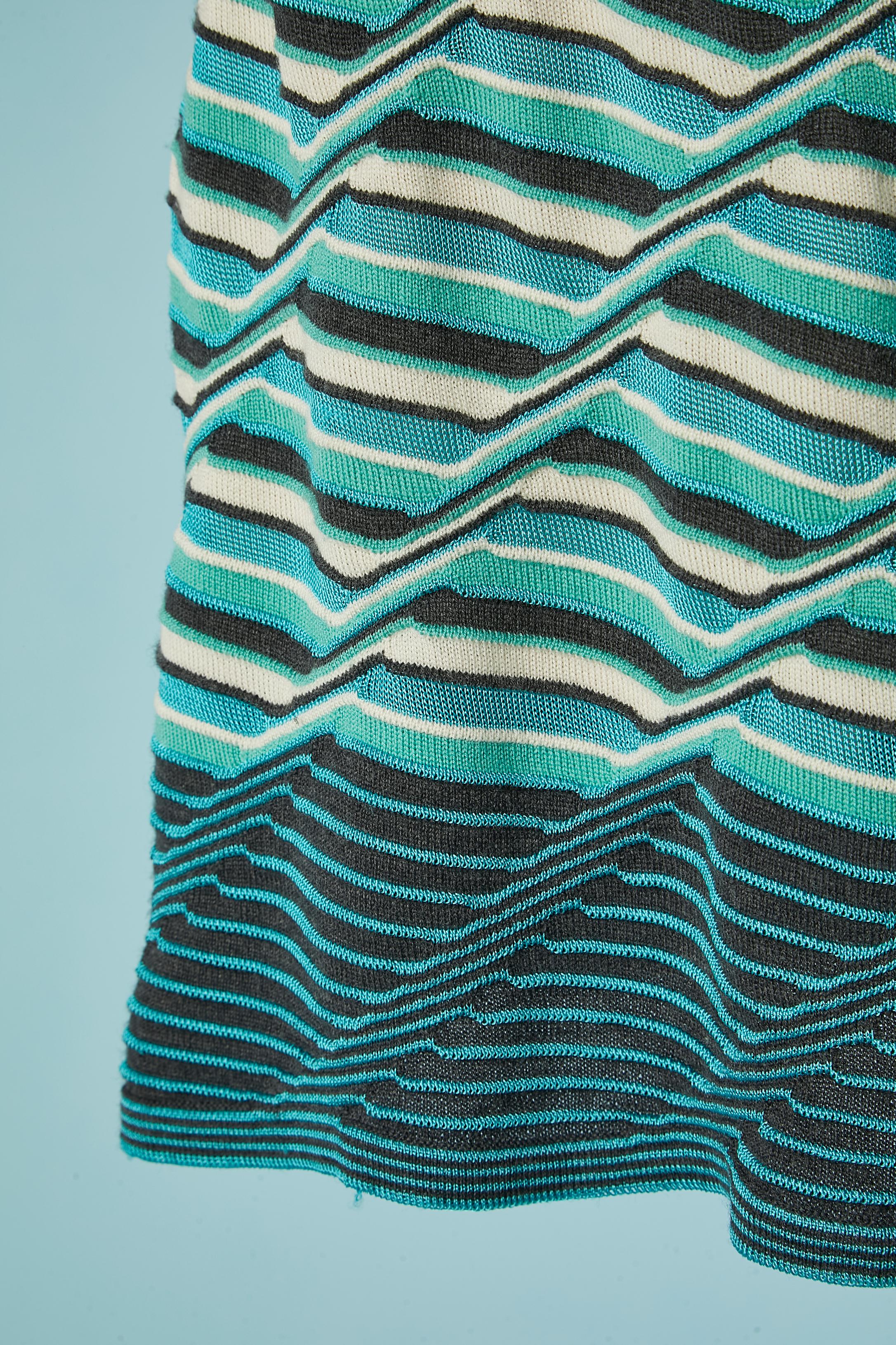 Bleu Robe sans manches en jacquard tricoté M MISSONI en vente