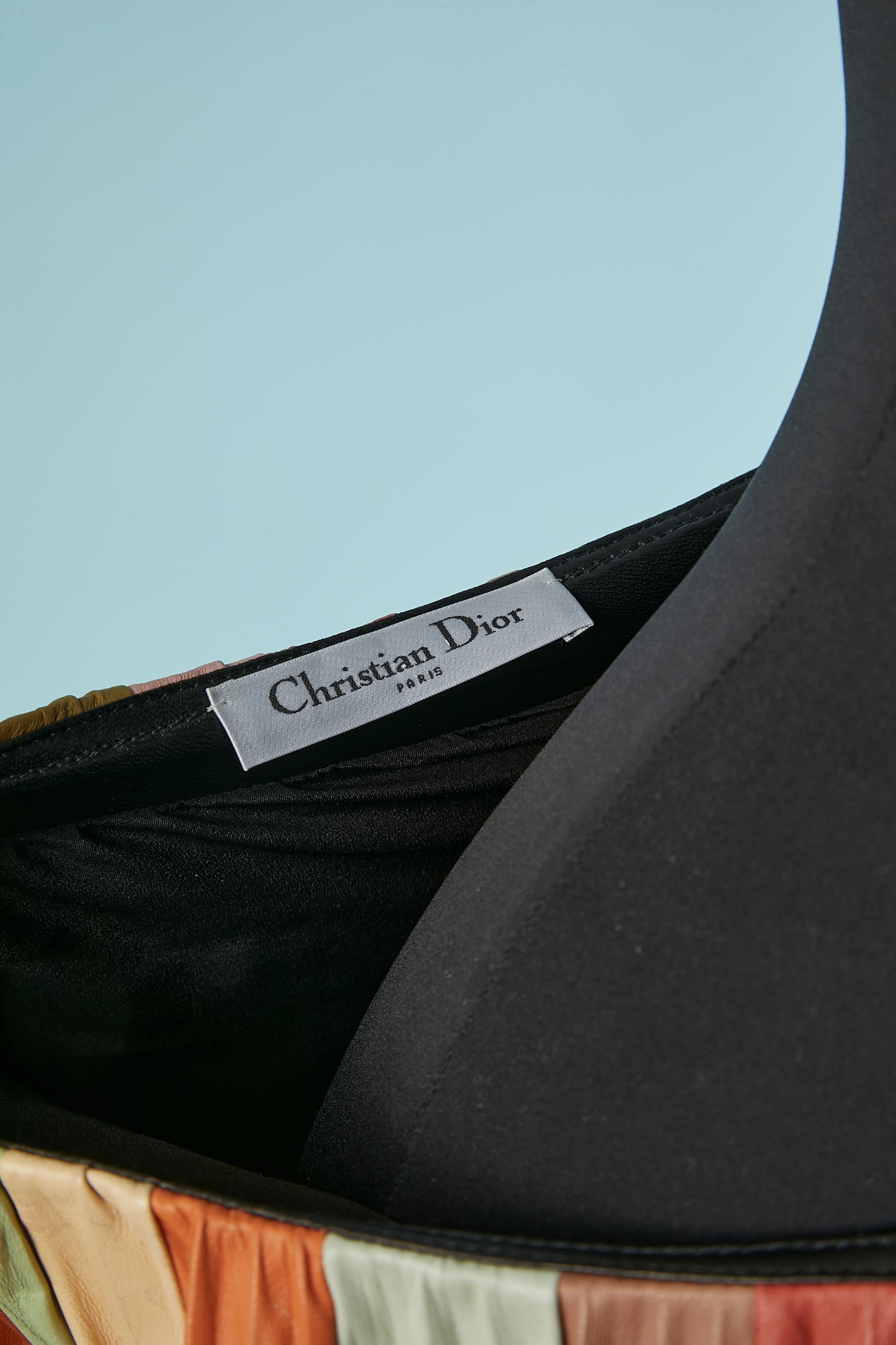 Jupe en cuir plissé multicolore Sun-Ray CHRISTIAN DIOR SS19 en vente 5