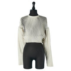 Top de cuero blanco con malla cortada a láser TOM FORD