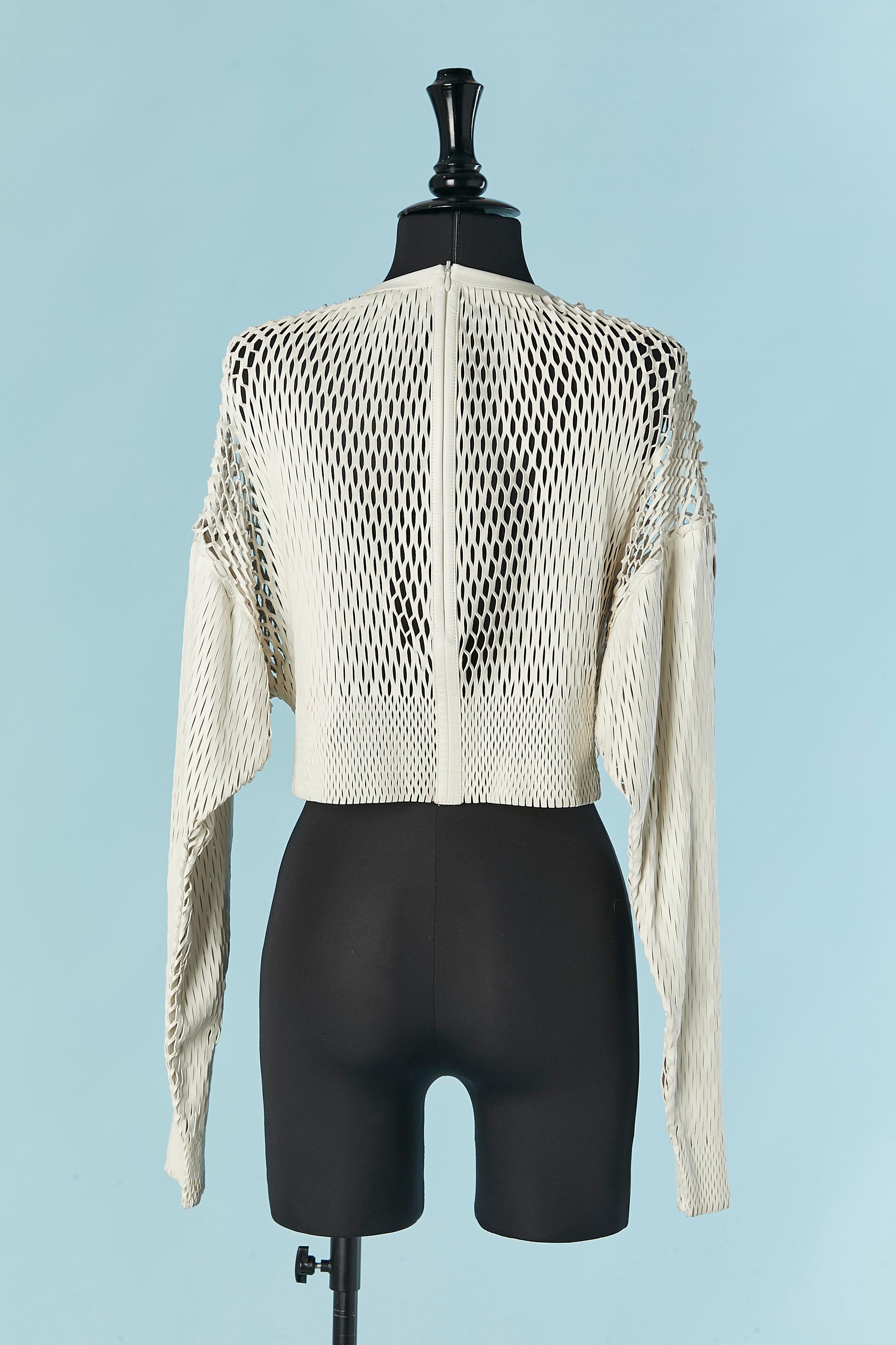 Top de cuero blanco con malla cortada a láser TOM FORD en venta 2