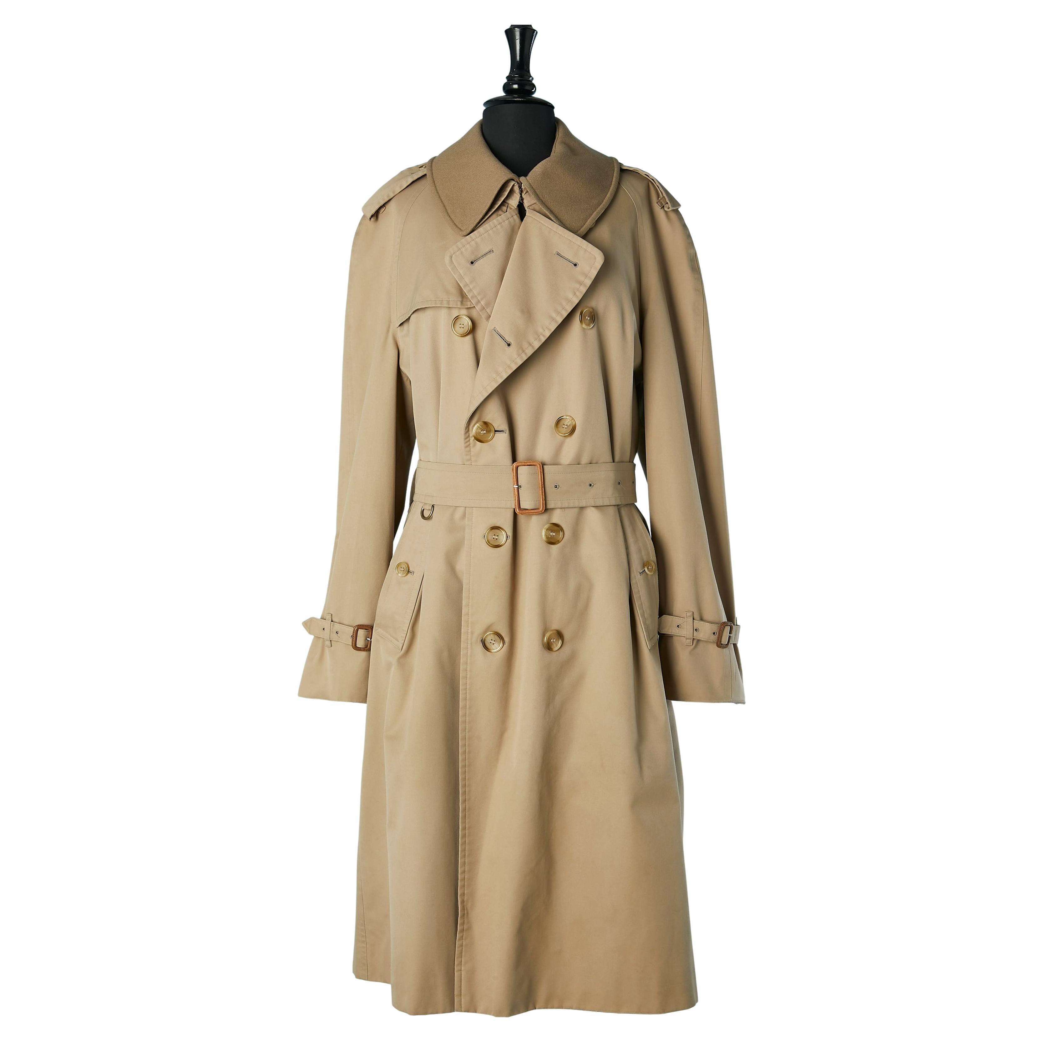 Trench-coat en coton beige à double boutonnage, doublé de laine BURBERRYS
