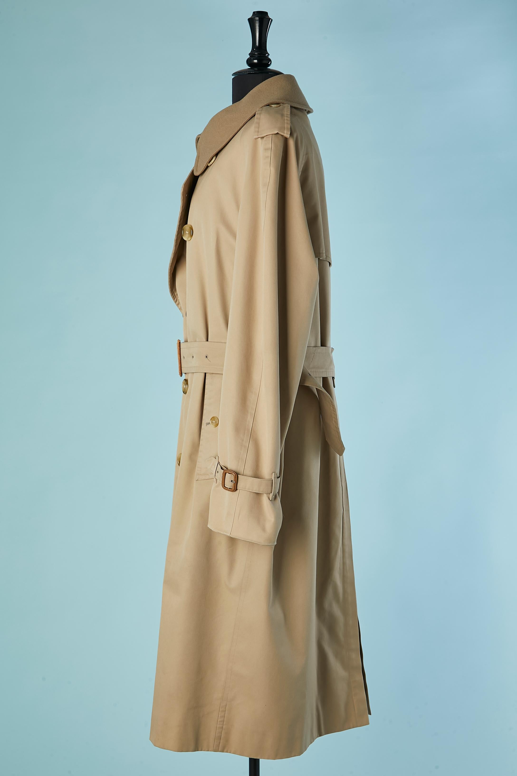 Trench-coat en coton beige à double boutonnage, doublé de laine BURBERRYS Unisexe en vente