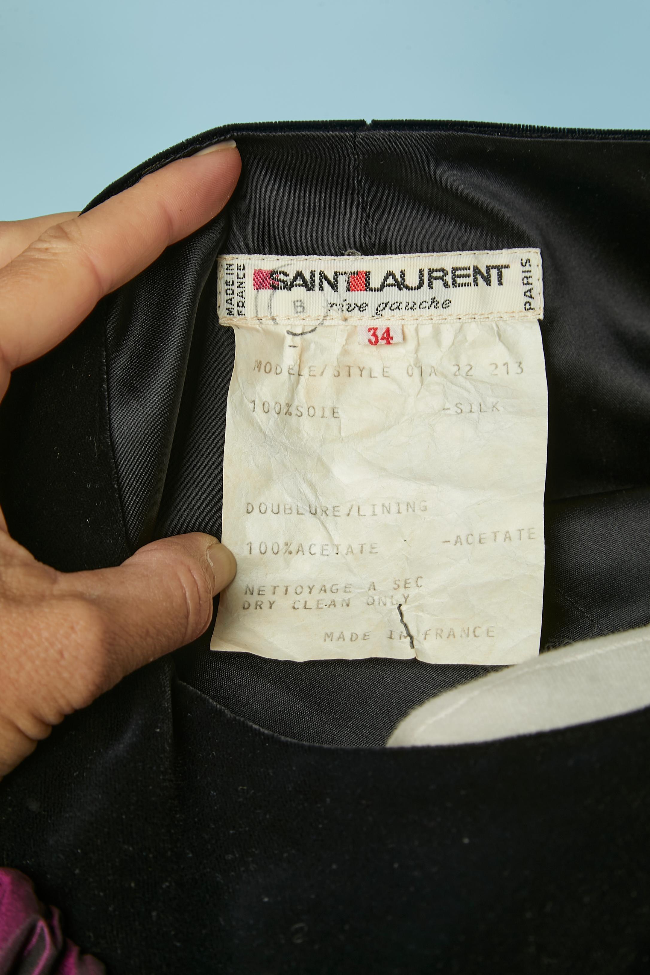 Robe du soir en velours noir et taffetas de soie violet SAINT LAURENT Rive Gauche en vente 2