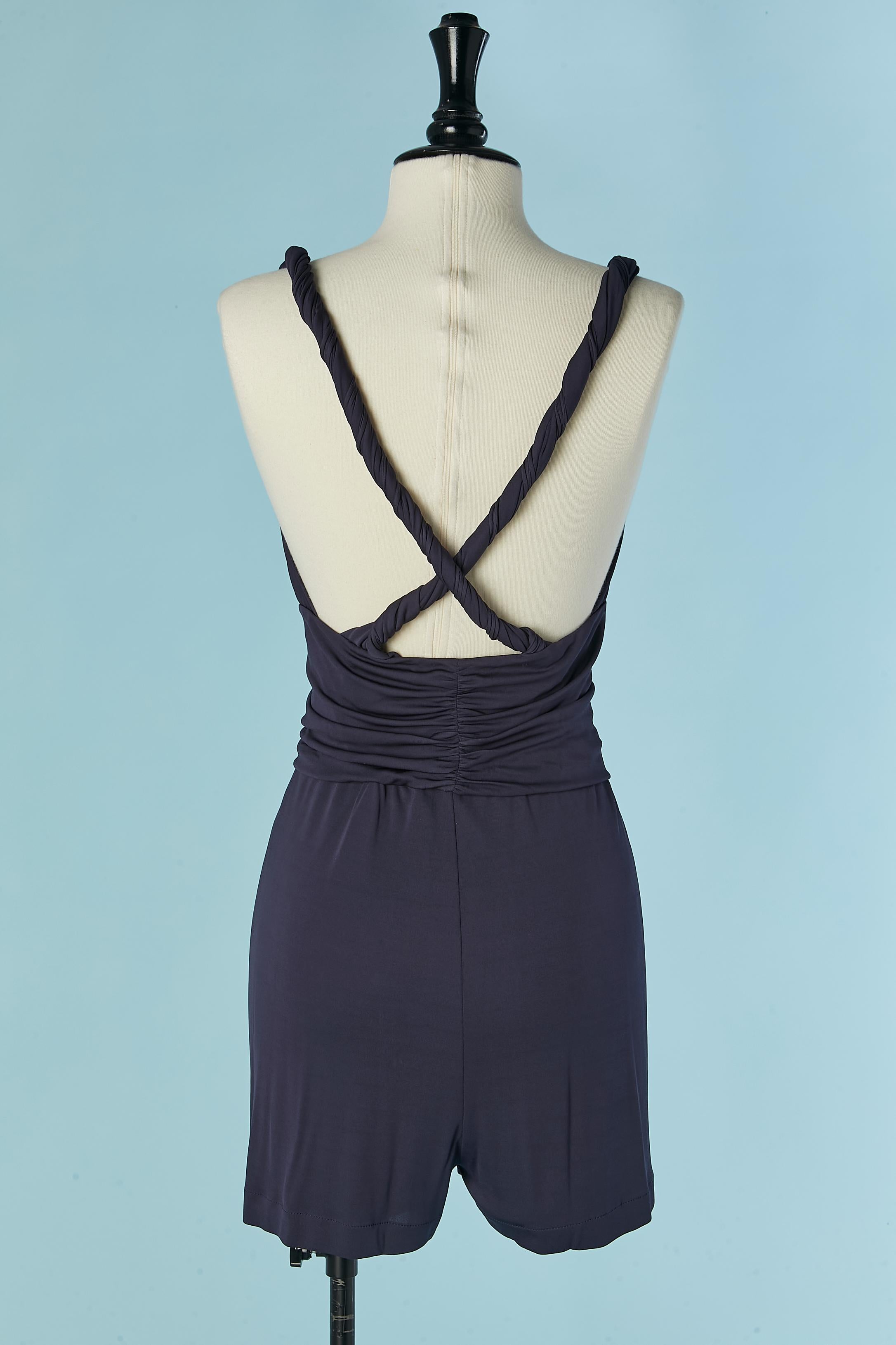 Mono corto de punto de seda azul marino con tirante trenzado CHRISTIAN DIOR en venta 1