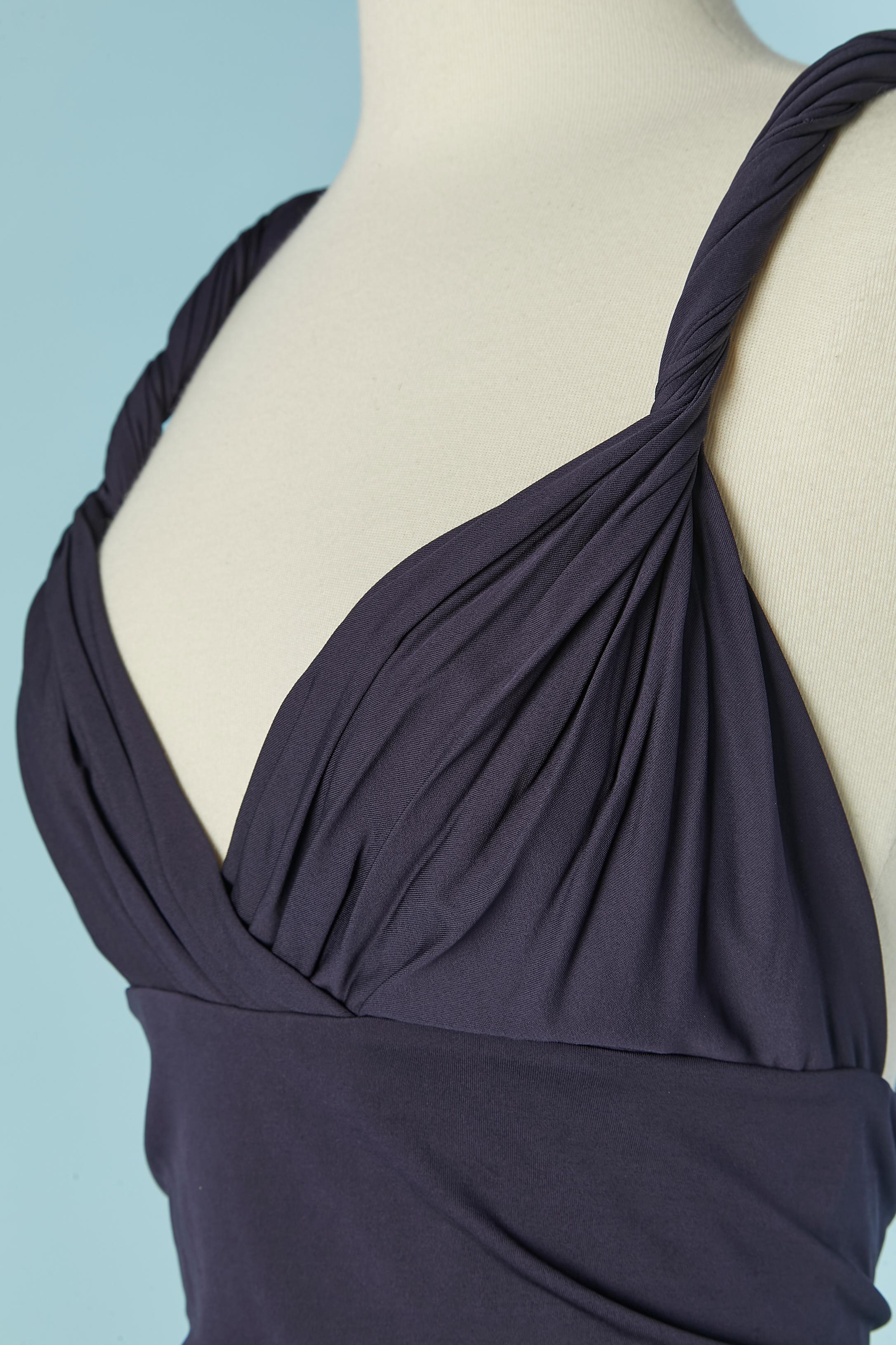 Mono corto de punto de seda azul marino con tirante trenzado CHRISTIAN DIOR en Nuevo estado para la venta en Saint-Ouen-Sur-Seine, FR