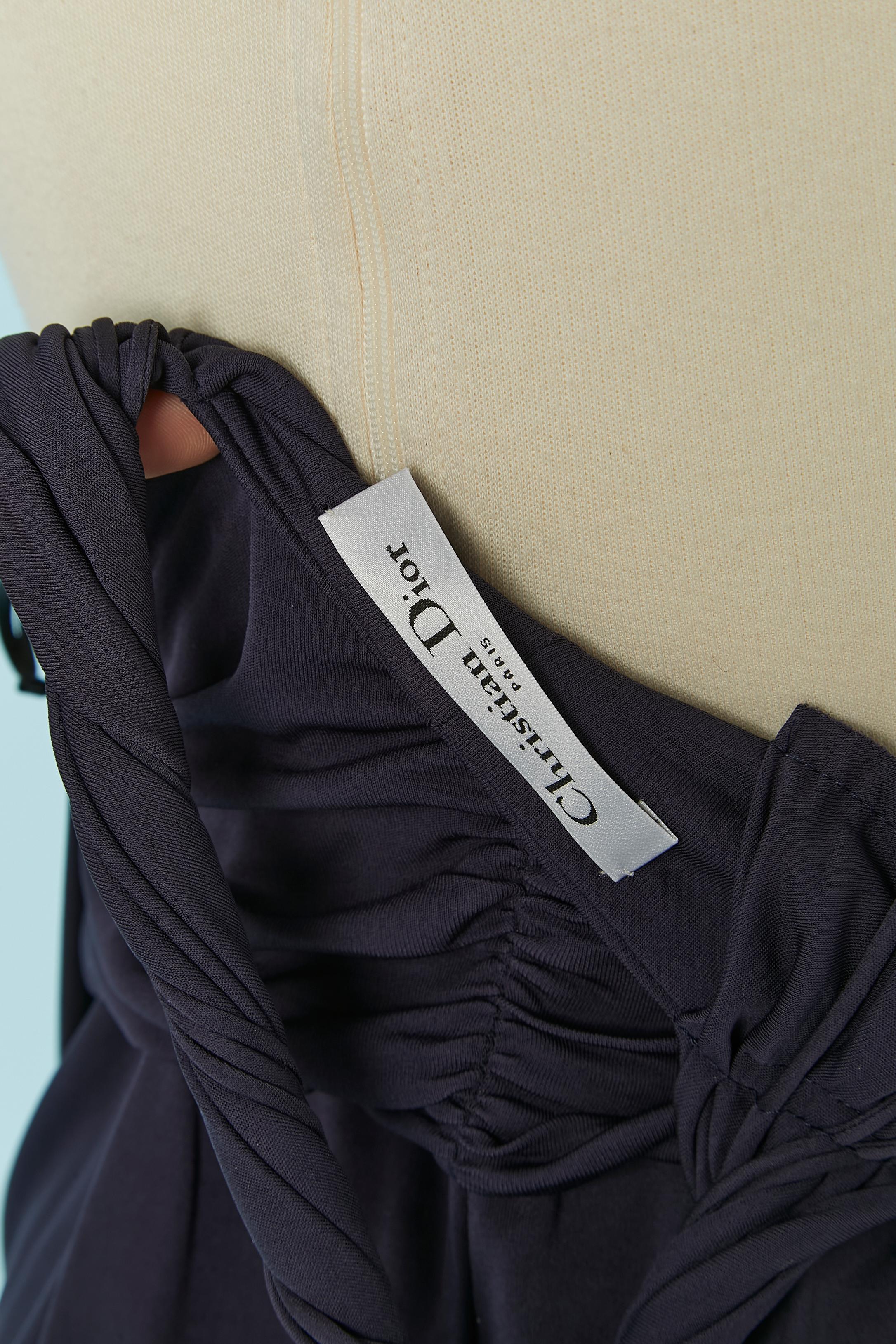 Mono corto de punto de seda azul marino con tirante trenzado CHRISTIAN DIOR en venta 2