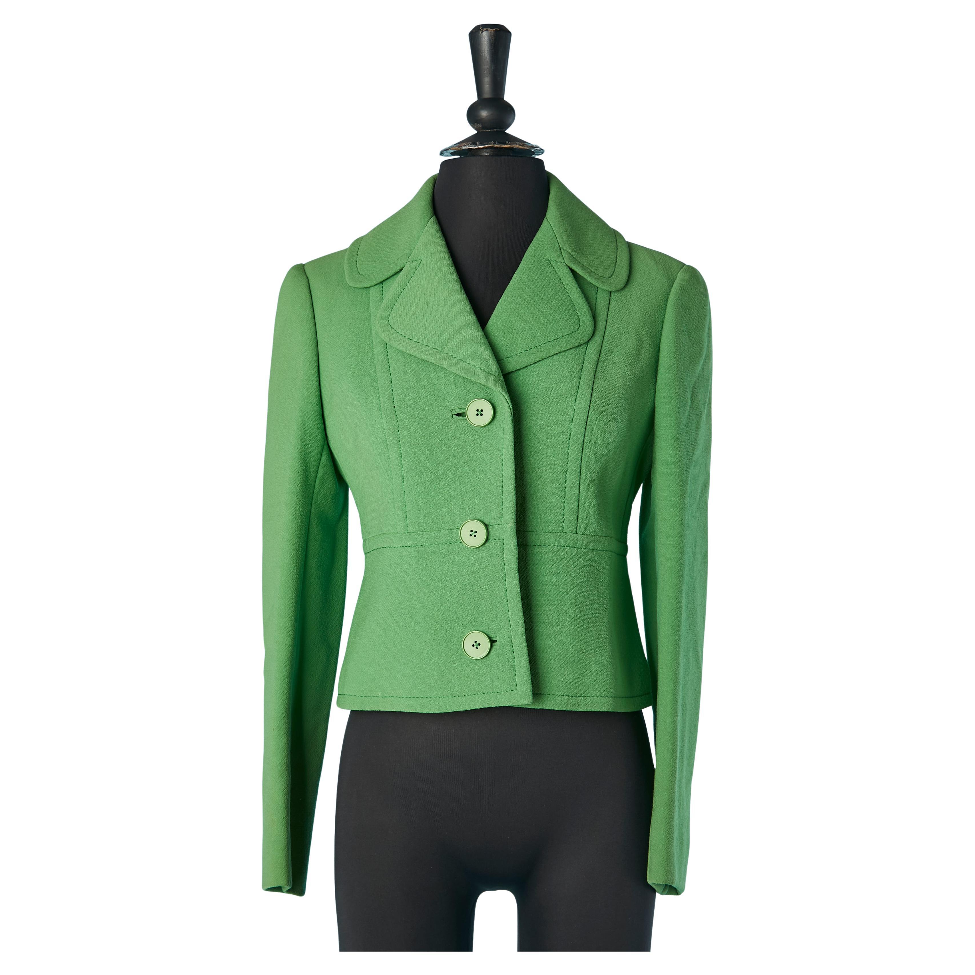Veste courte en laine verte à simple boutonnage DIORLING by CHRISTIAN DIOR London en vente