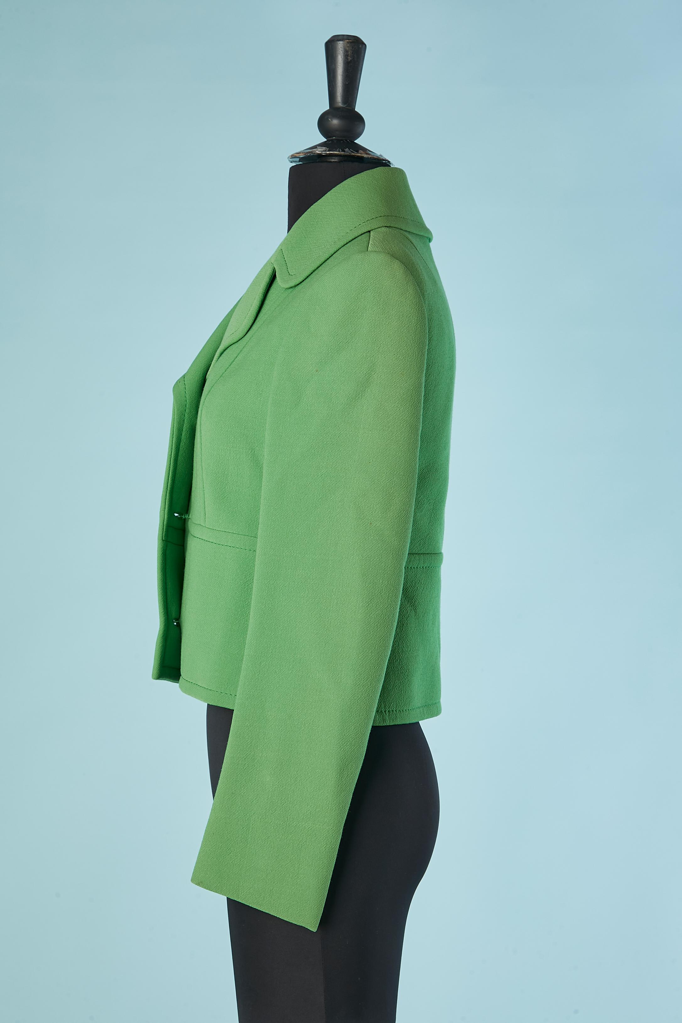 Veste courte en laine verte à simple boutonnage DIORLING by CHRISTIAN DIOR London Excellent état - En vente à Saint-Ouen-Sur-Seine, FR