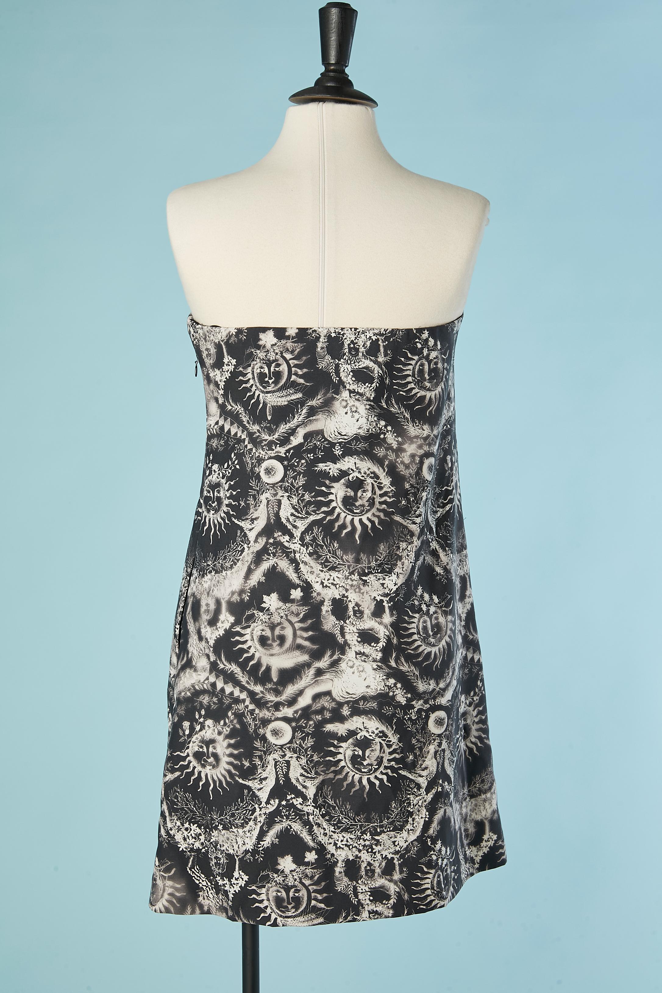 Robe bustier imprimée noir et blanc CHRISTIAN DIOR Pour femmes en vente