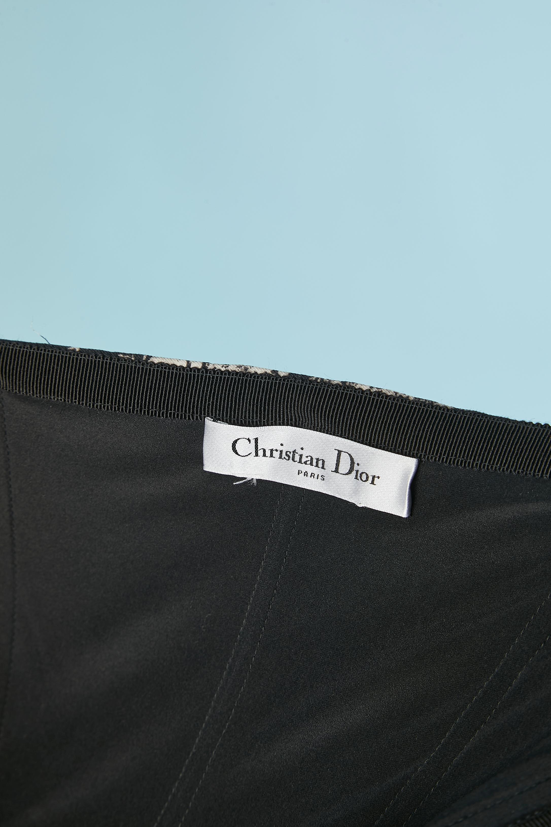 Robe bustier imprimée noir et blanc CHRISTIAN DIOR en vente 2