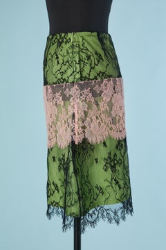 Black and pink lace skirt with green lining BAZAR by CHRISTIAN LACROIX