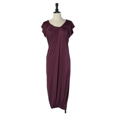 Robe de cocktail sans manches en jersey drapé bordeaux ROCHAS