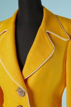 Yellow skirt suit with white piping CHRISTIAN DIOR Boutique